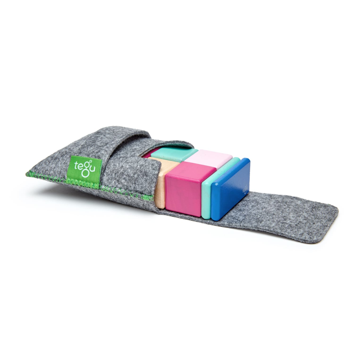 Tegu Magnetic Wooden Blocks, Blossom, 8-Piece Pocket Pouch - Image 3