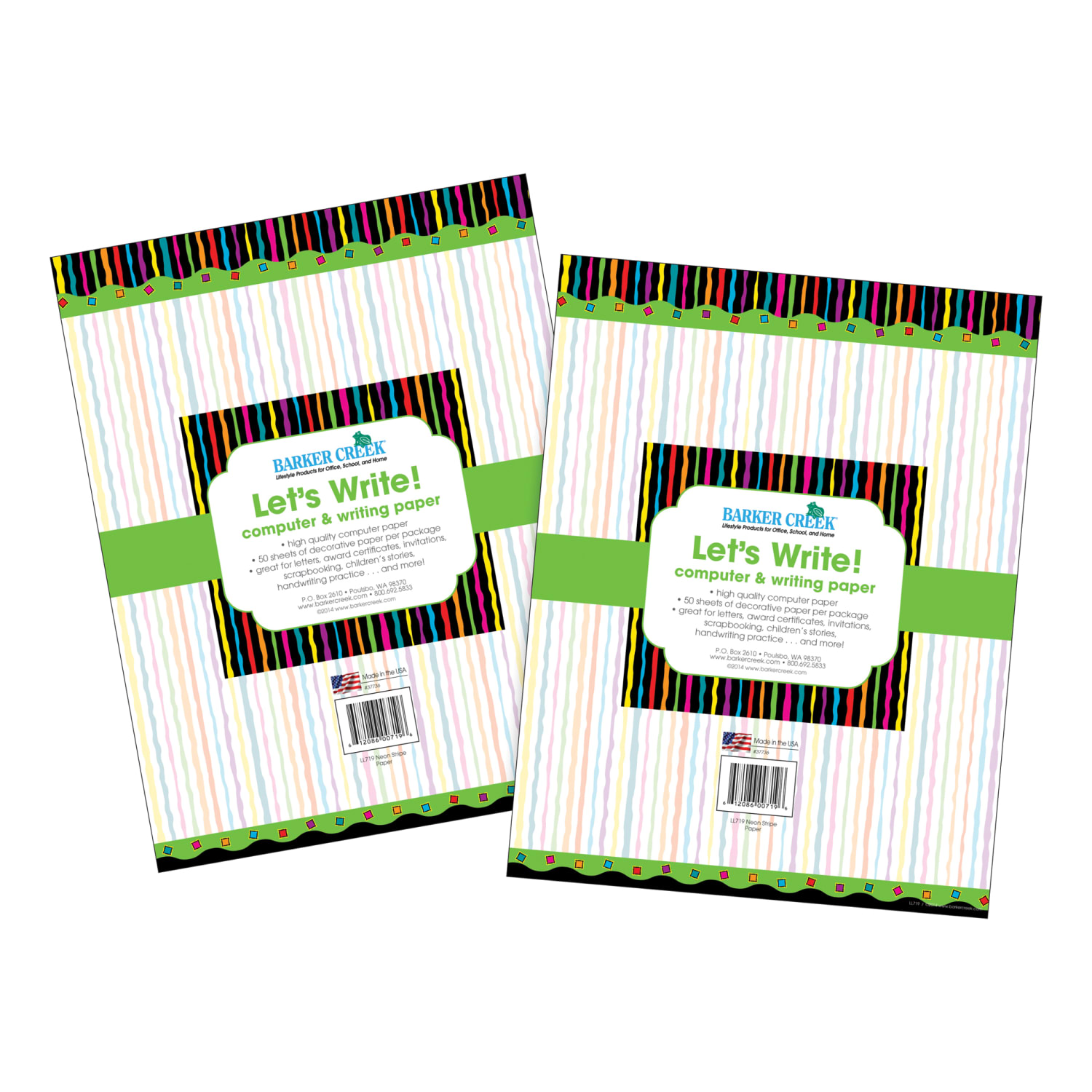Barker Creek Computer Paper, Letter Paper Size, 60 Lb, Neon Stripe, 100 Sheets - Image 3