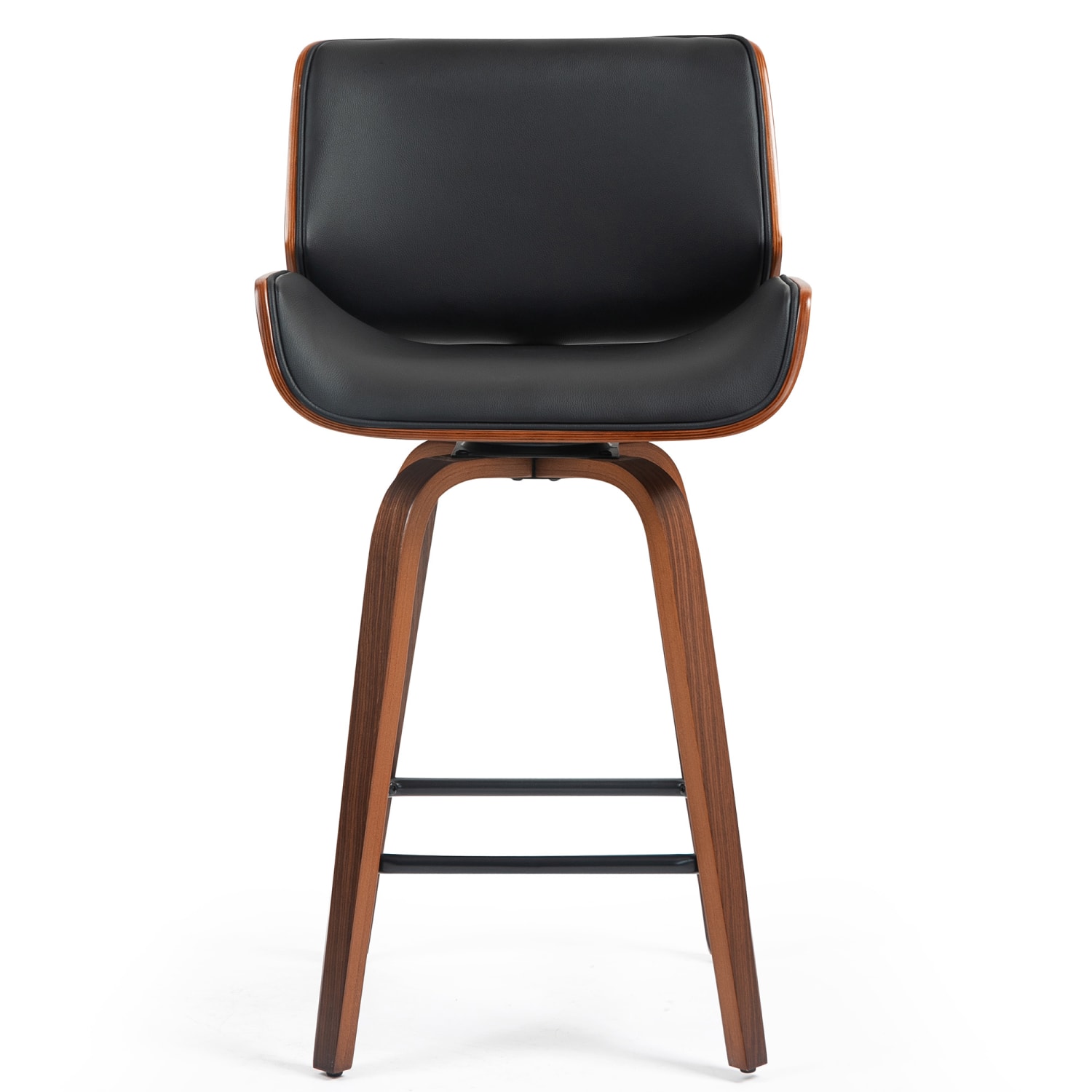 Glamour Home Beate Faux Leather Counter Height Stool With Back, Black - Image 5