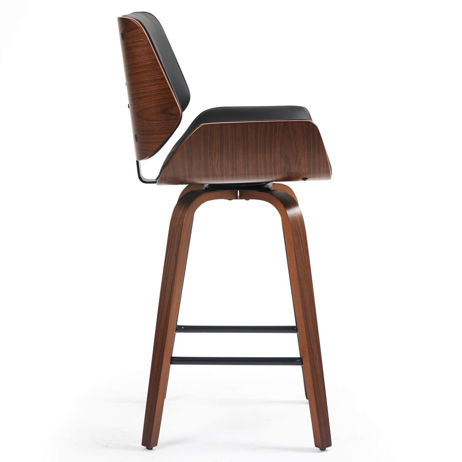 Glamour Home Beate Faux Leather Counter Height Stool With Back, Black - Image 6