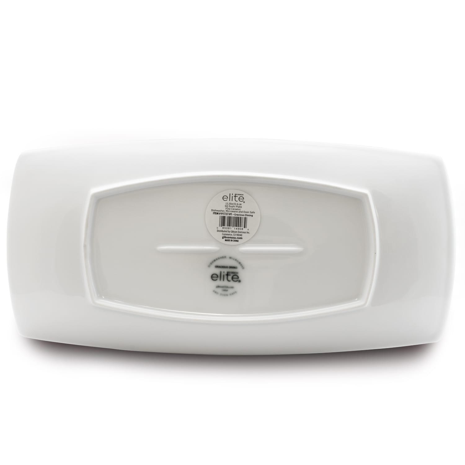 Gibson Elite Gracious Dining Ceramic Sushi Plate, 1-7/16inH x 13-1/4inW x 6-1/4inD, White - Image 3