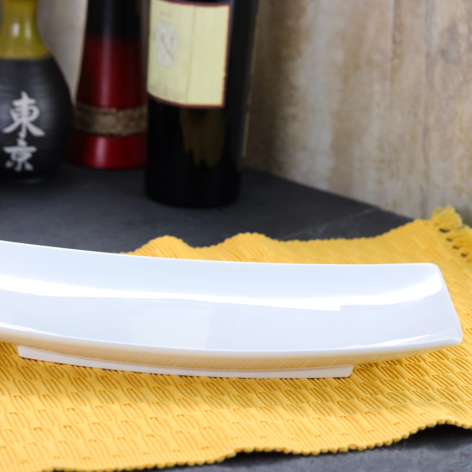 Gibson Elite Gracious Dining Ceramic Sushi Plate, 1-7/16inH x 13-1/4inW x 6-1/4inD, White - Image 5