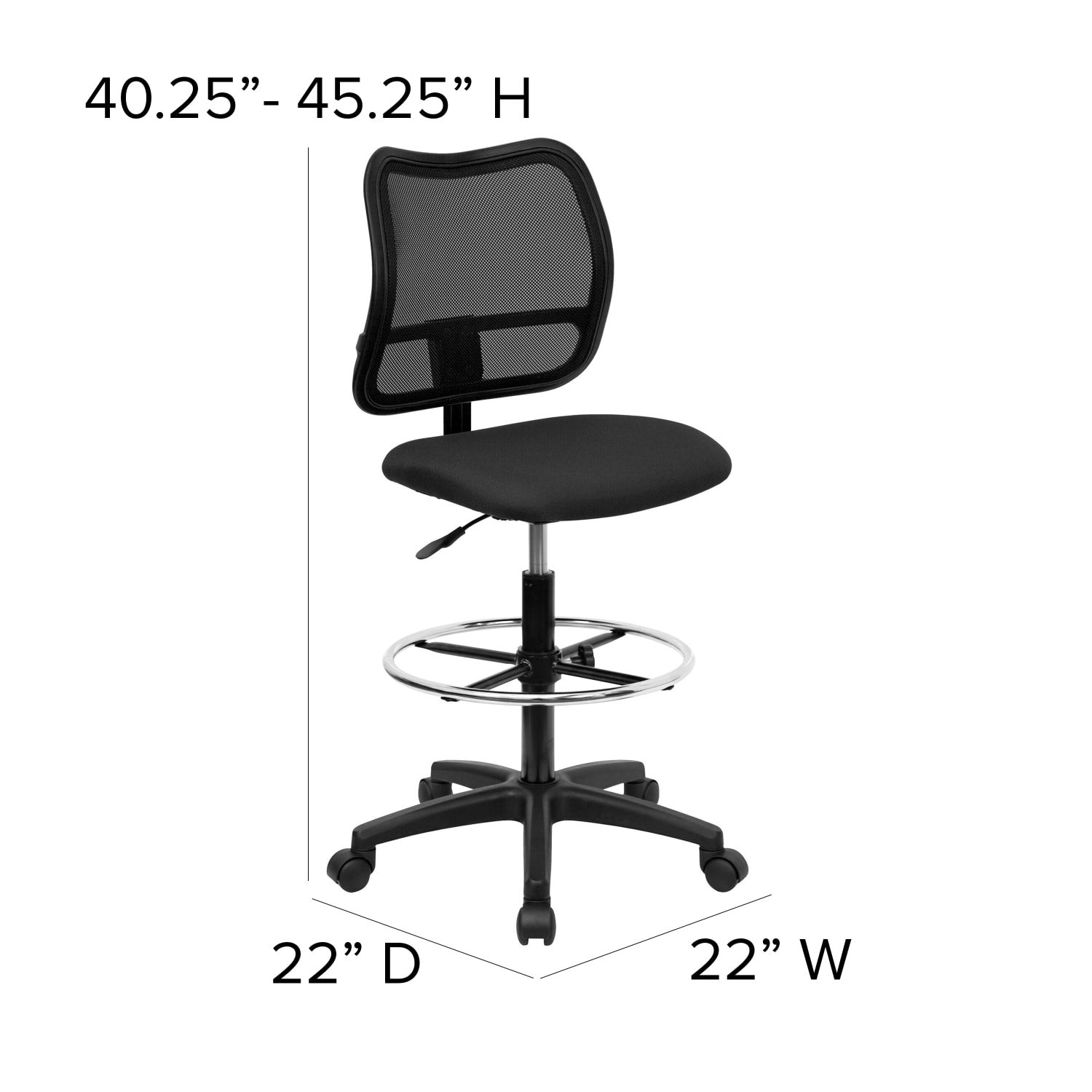 Flash Furniture Mid-Back Mesh Drafting Chair, Black - Image 6
