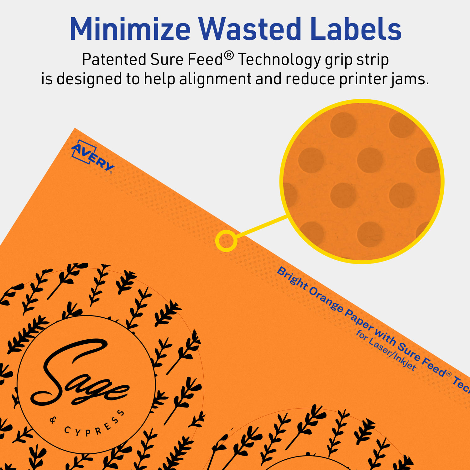 Avery Print-To-The-Edge Labels With Sure Feed Technology And Easy Peel Label Feature, 94514-BOP10, Round, 3-1/2in, Matte Bright Orange, Pack of 40 - Image 5