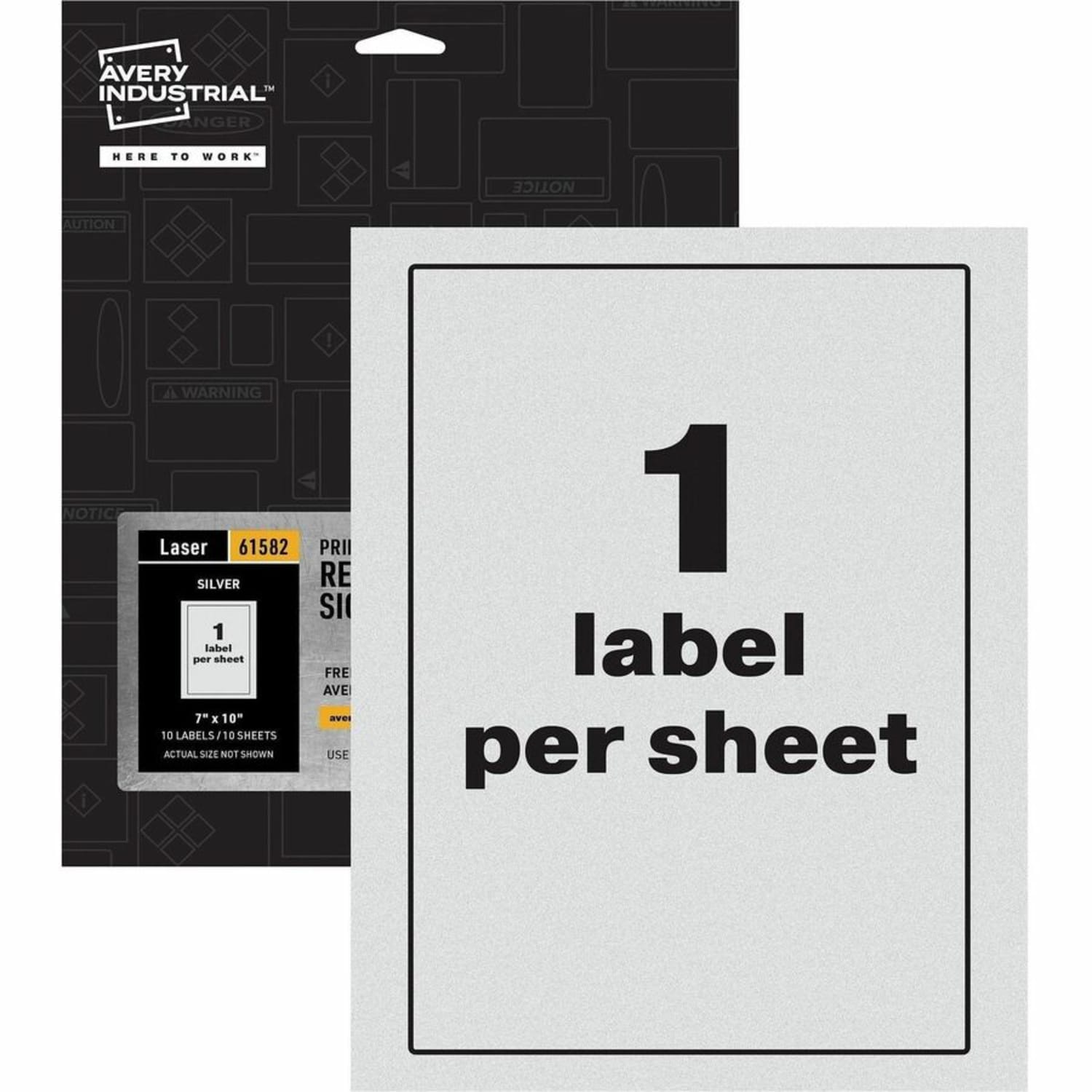 Avery Reflective Sign Labels - 7inx 10in - Permanent Adhesive - Rectangle - Laser - Silver - Film - 1/Sheet - 61582 - Image 5