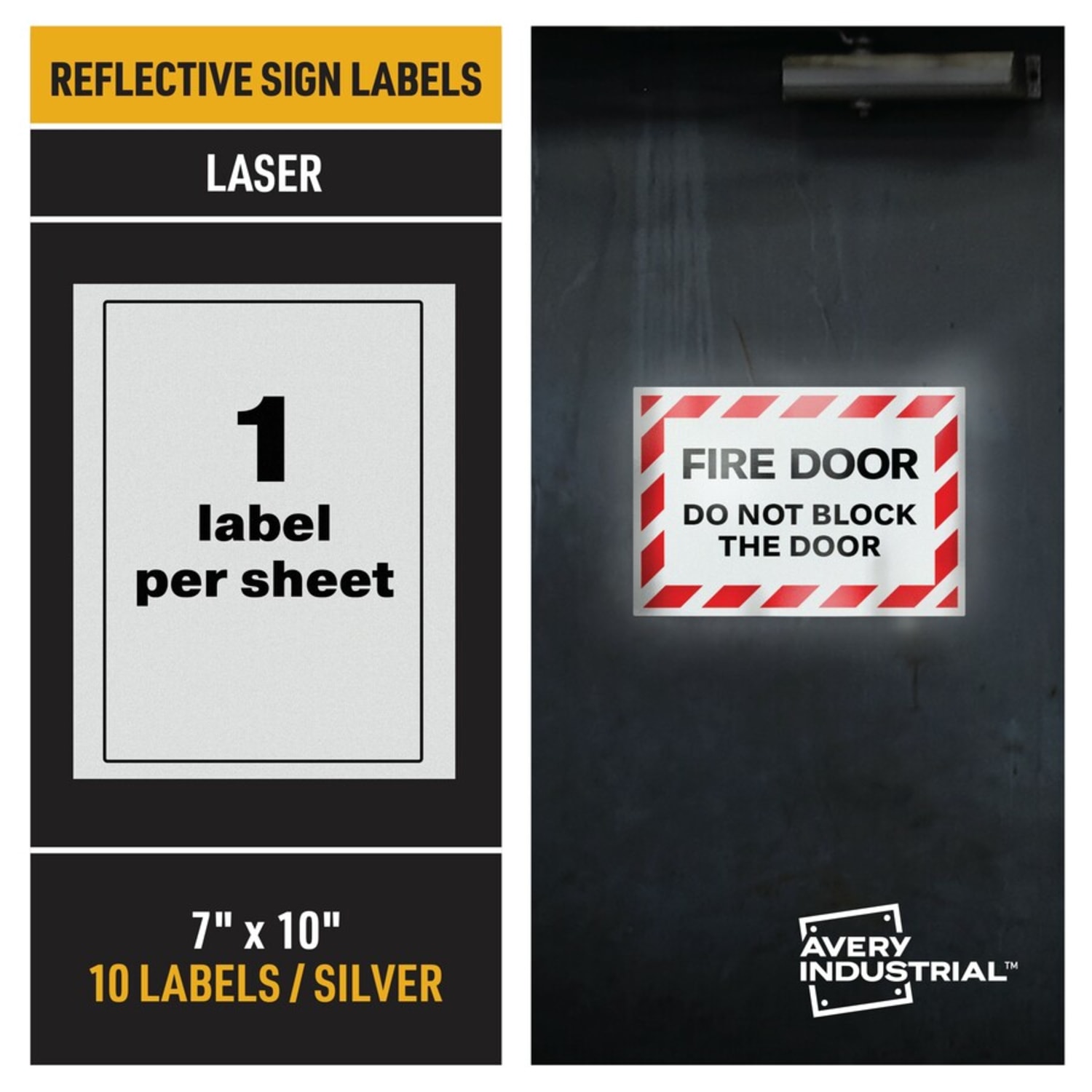 Avery Reflective Sign Labels - 7in Width x 10in Length - Permanent Adhesive - Rectangle - Laser - Silver - Film - 1 / Sheet - 10 Total Sheets - 10 Total Label(s) - Water Resistant - 10 / Pack - Image 3