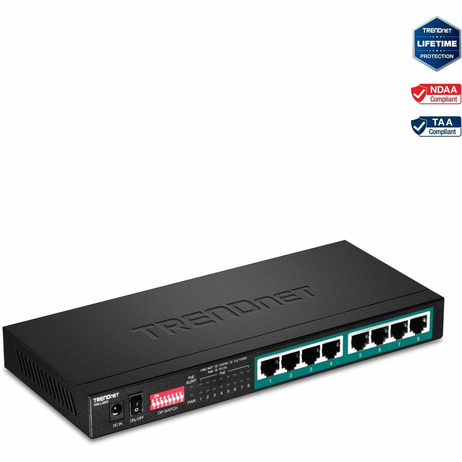 TRENDnet 8-Port Gigabit Long Range Poe+ Switch; TPE-LG80;65W Poe Budget; Ethernet/Network Switch; Lon - TPELG80 - Image 3