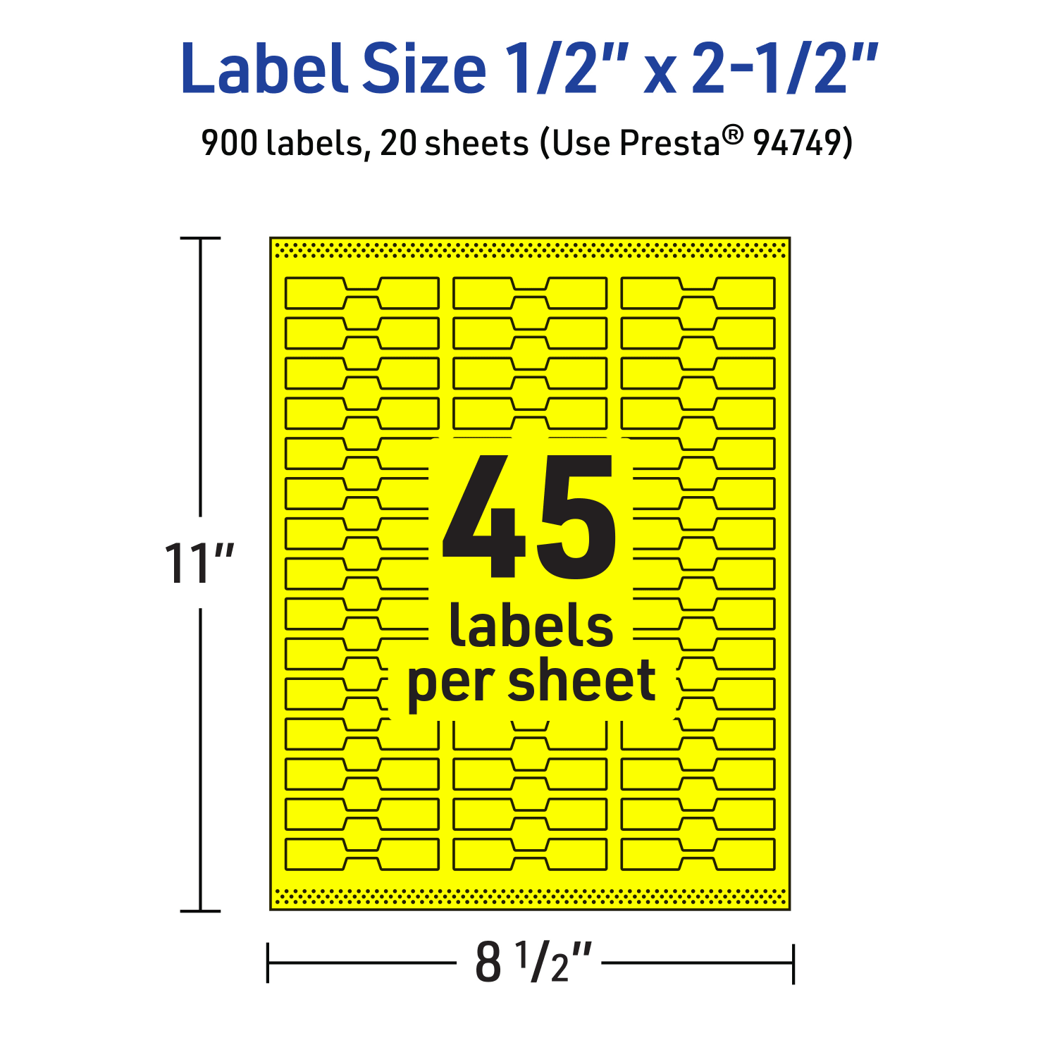 Avery Printable Labels With Sure Feed Technology, 94749-NYP20, Barbell, 1/2in x 2-1/2in, Matte Neon Yellow, Pack of 900 - Image 6