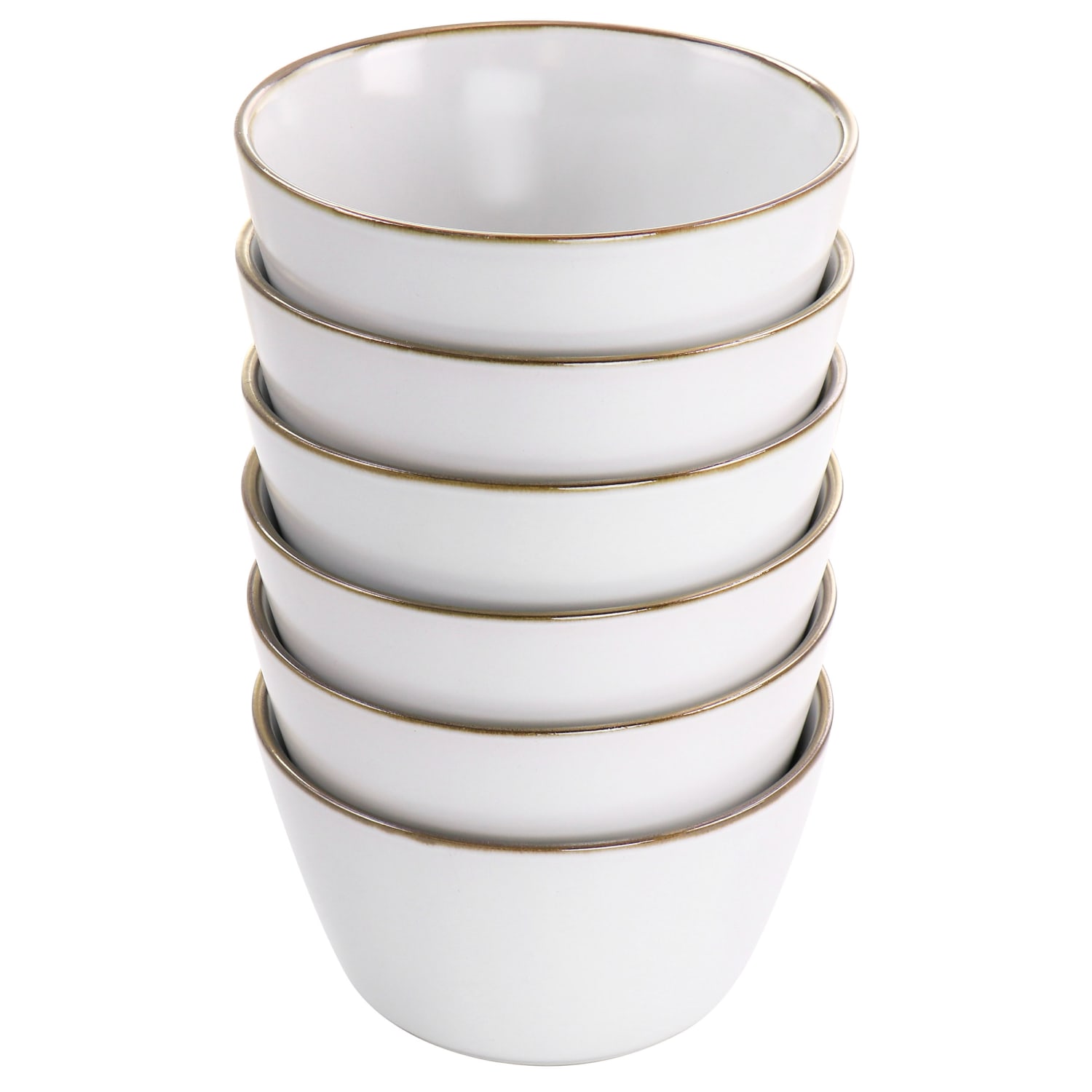 Elama Arthur 6-Piece Stoneware Bowl Set, Matte White/Gold - Image 5