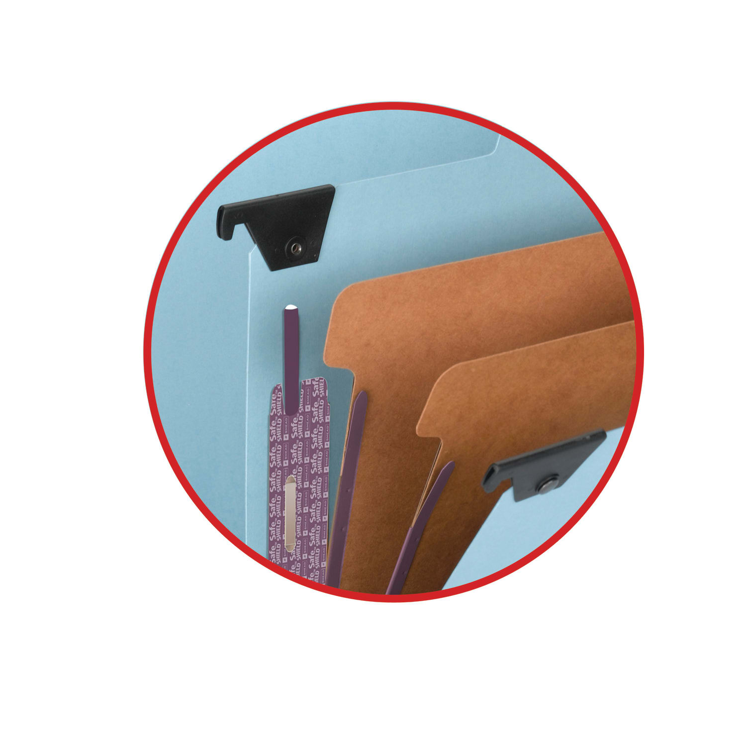 Smead Hanging Pressboard Classification Folder With SafeSHIELD Coated Paper Fastener, 2 Dividers, Letter Size, Blue - Image 5