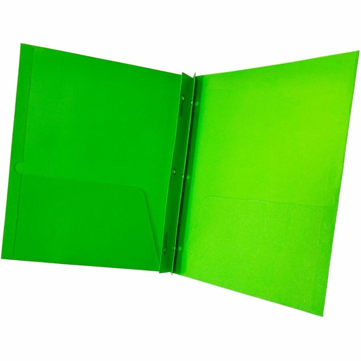Sparco Letter Pocket Folder - 8 1/2in x 11in - 3 x Double Prong Fastener - 2 Internal Pocket - Apple Green - 1 Box - Image 3
