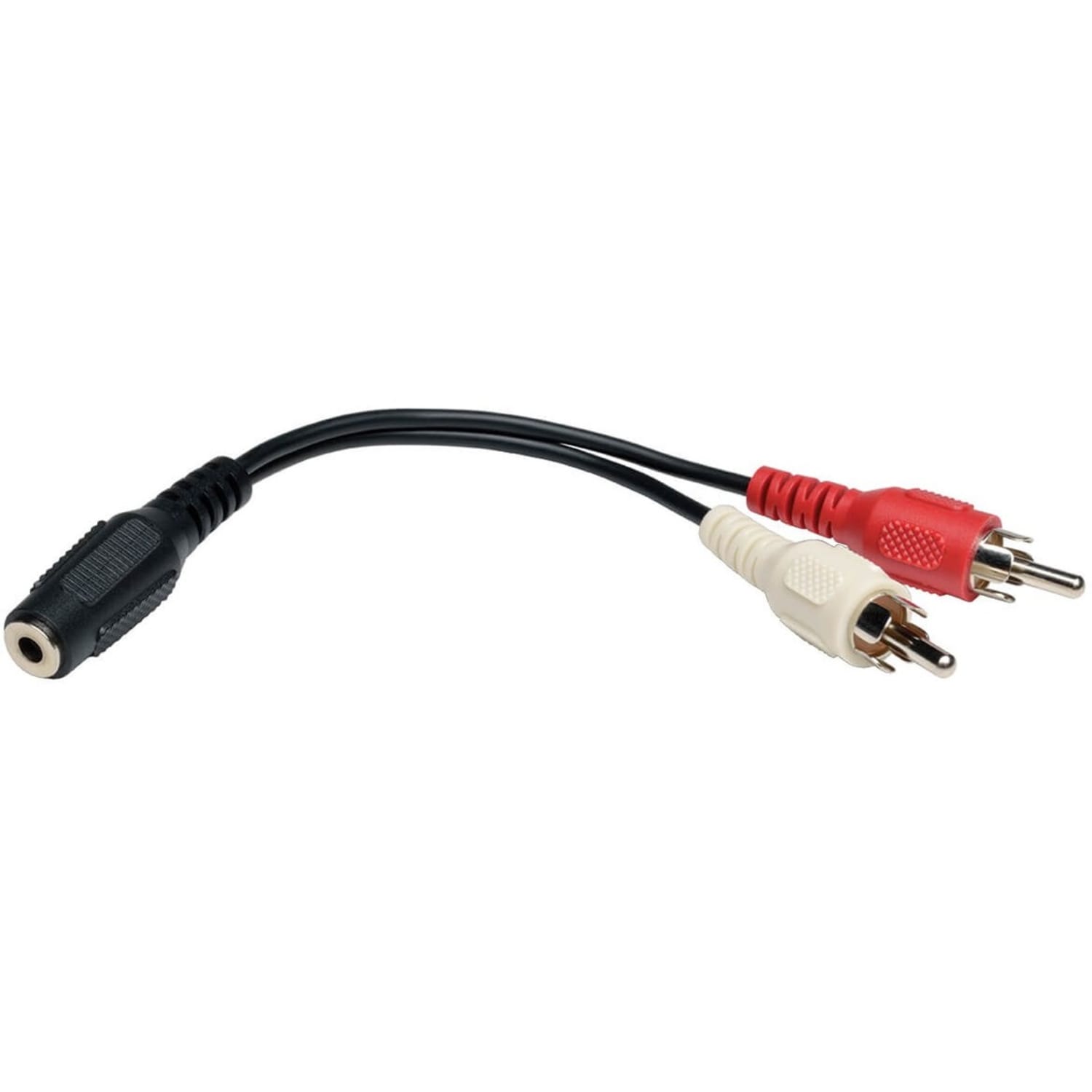 Eaton Tripp Lite Series 3.5 mm Mini Stereo to RCA Audio Y Splitter Adapter Cable (F/2xM), 6 in. (15.2 cm) - P31606N