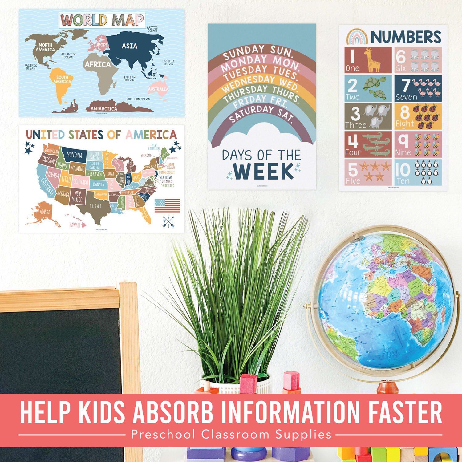 Hadley Designs Laminated Posters, Boho Preschool Educational For Toddlers, Set Of 16 - Image 5
