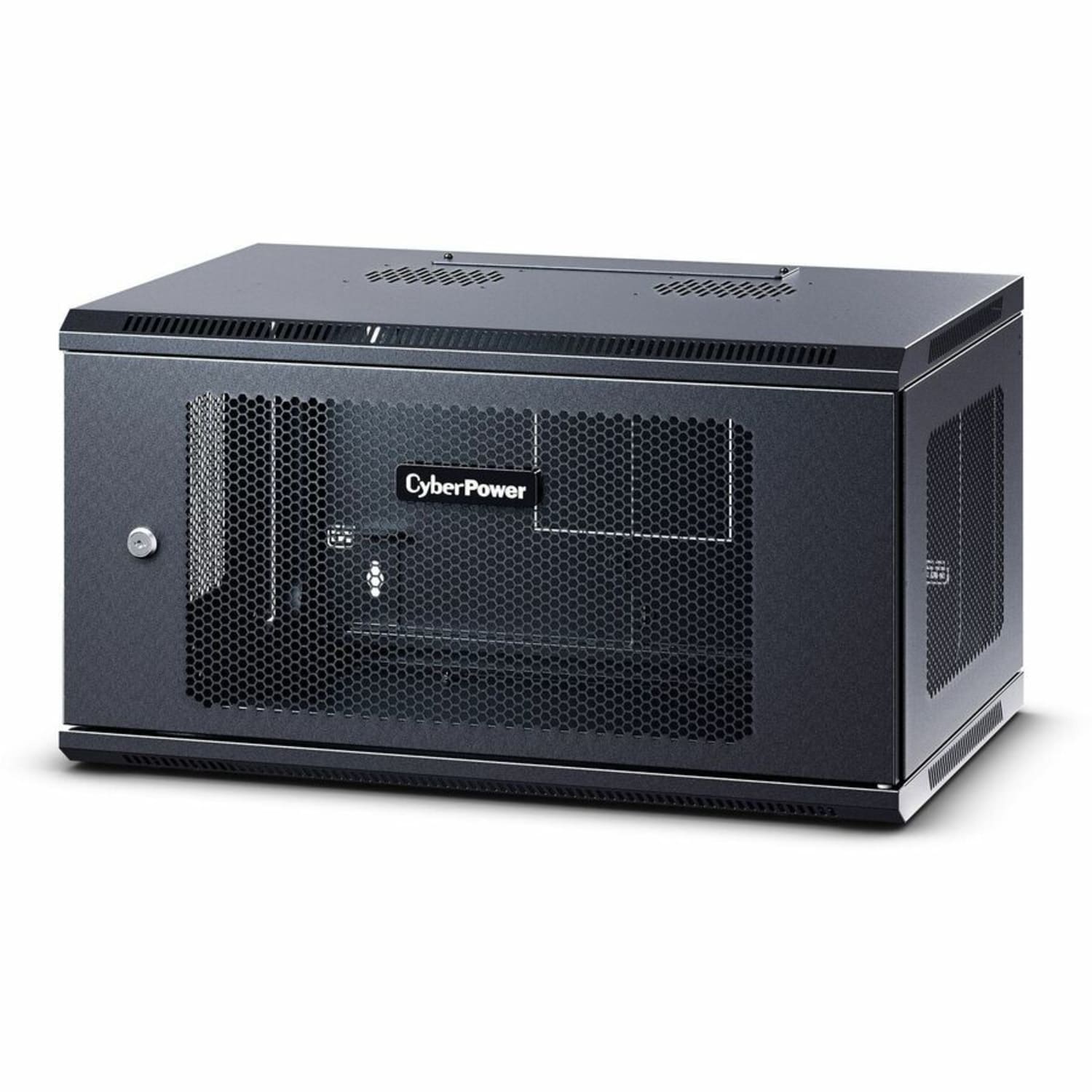 CyberPower CR6U61003 Wall Mount Enclosure - 6U 19in Wall Mount Enclosure, 600mm wide, 600mm deep, hex perforated metal door, side panels, locking doors/panels, black, 132lbs (60kg) loading capacity, 5 year warranty - Image 6