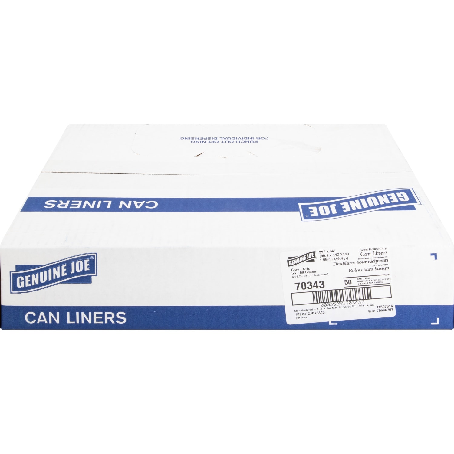 Genuine Joe Maximum Strength Trash Can Liners, 55 Gallons, 39in x 56in, Black, Box Of 50 - Image 3