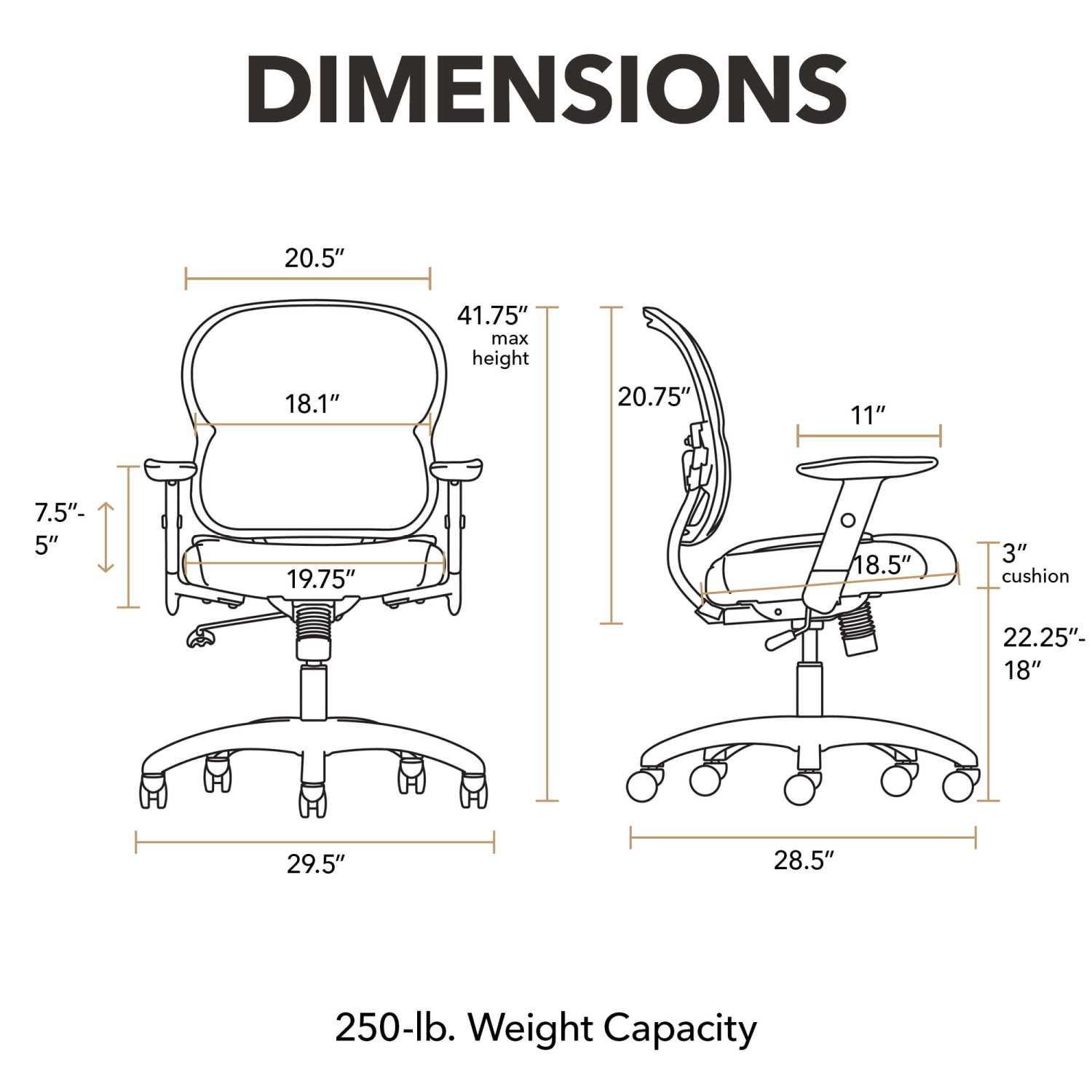 HON Basyx Wave HVL712 Mid-Back Mesh Task Chair, Black - Image 3
