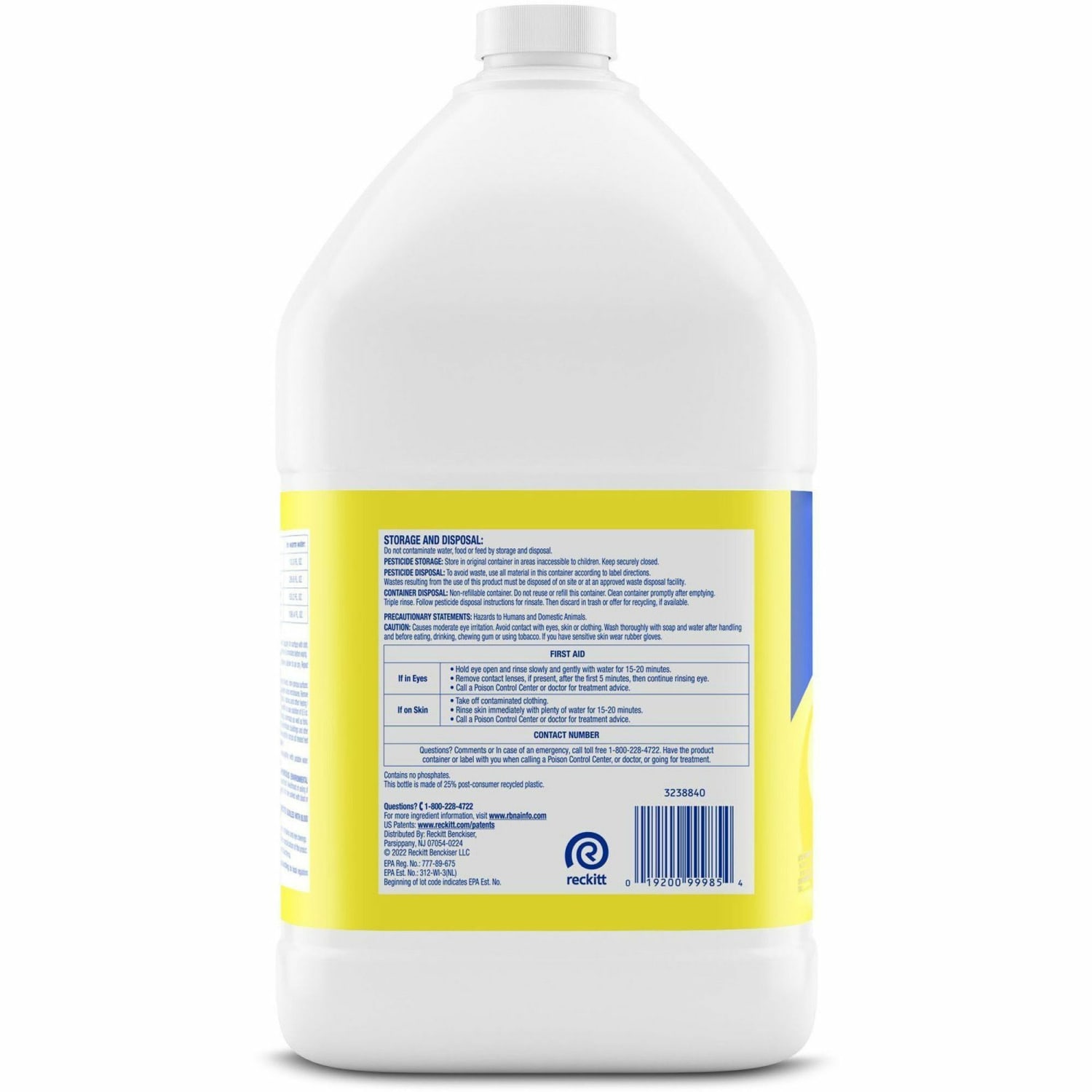 Lysol Deodorizing Cleaner - Concentrate - 128 oz (8 lb) - Lemon Scent - Disinfectant, Deodorize, Versatile - Yellow - 1 Each - Image 3