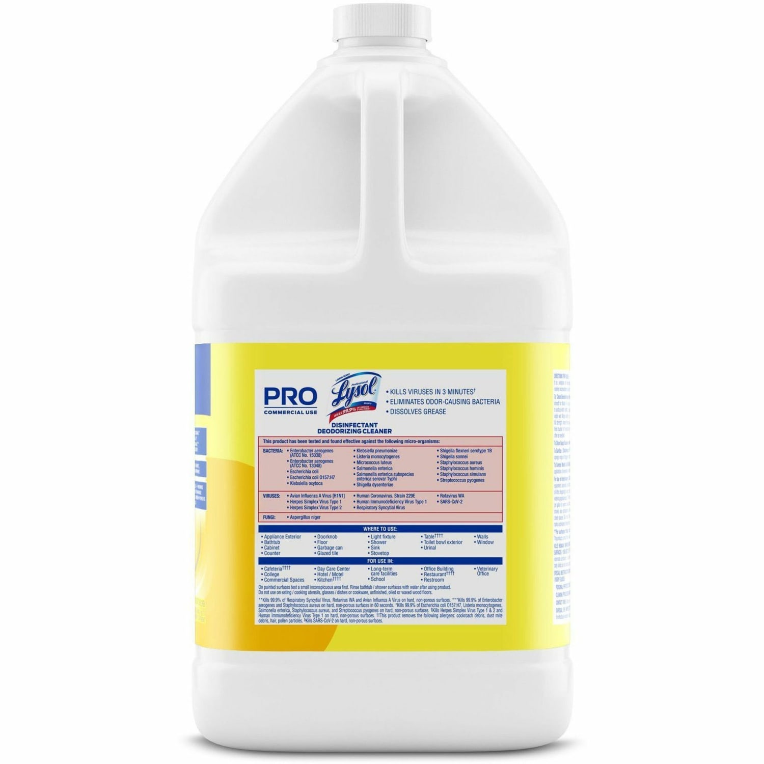 Lysol Deodorizing Cleaner - Concentrate - 128 oz (8 lb) - Lemon Scent - Disinfectant, Deodorize, Versatile - Yellow - 1 Each - Image 4