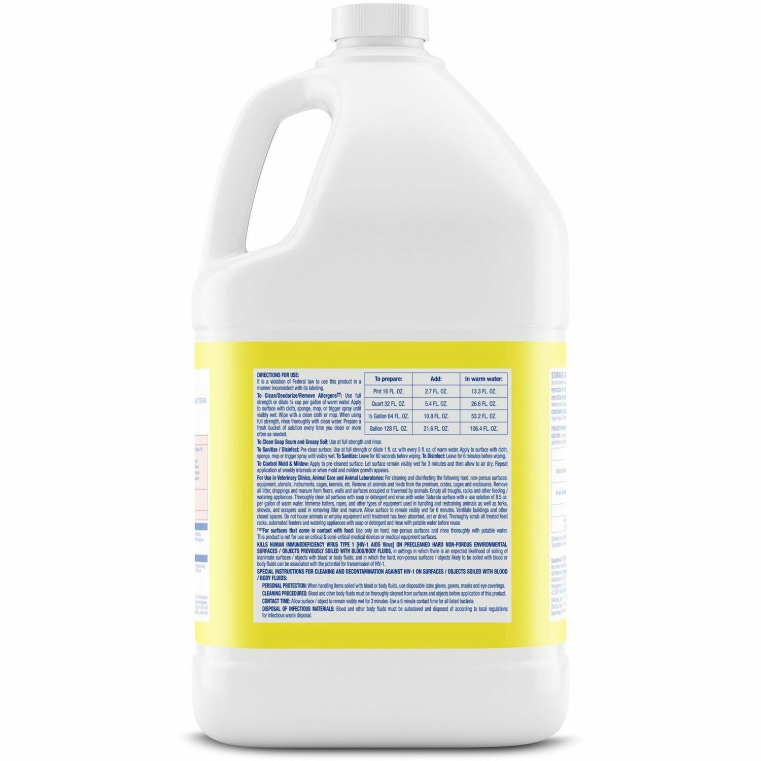 Lysol Deodorizing Cleaner - Concentrate - 128 oz (8 lb) - Lemon Scent - Disinfectant, Deodorize, Versatile - Yellow - 1 Each - Image 5