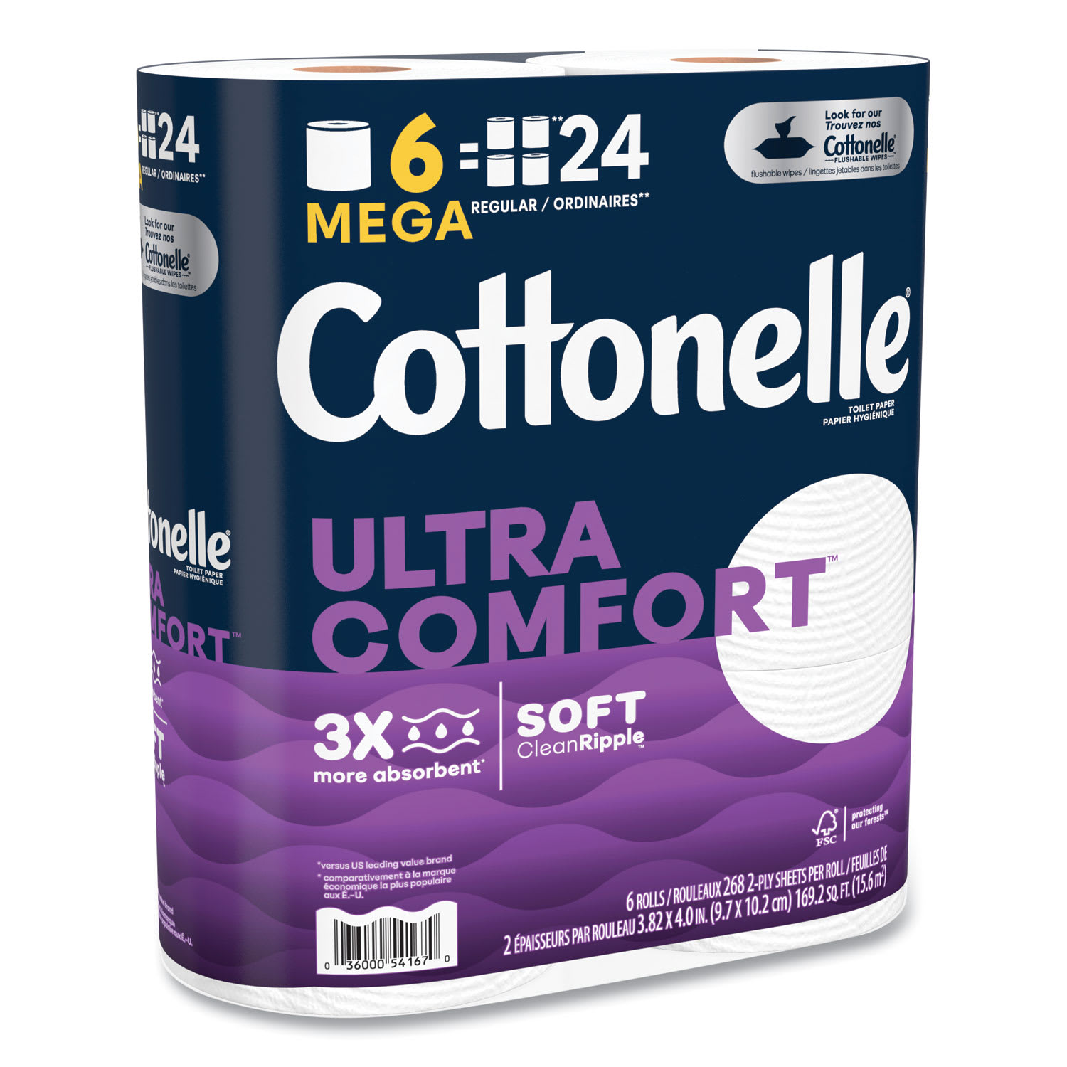 Cottonelle Ultra ComfortCare Toilet Paper, Soft Tissue, Mega Rolls, Septic Safe, 2-Ply, White, 284/Roll, 6 Rolls/Pack, 36 Rolls/Carton - Image 3