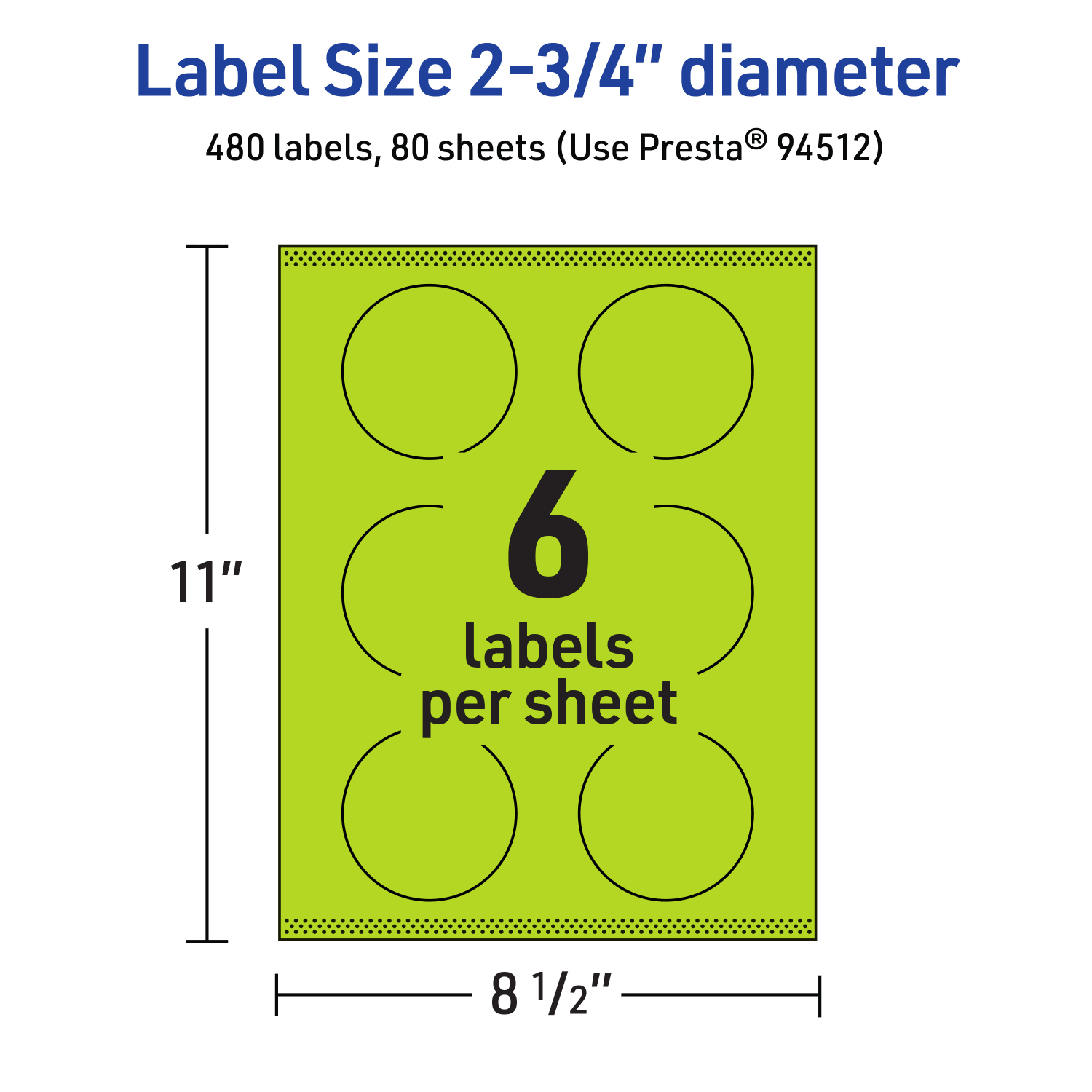 Avery Print-To-The-Edge Labels With Sure Feed Technology And Easy Peel Label Feature, 94512-BGP80, Round, 2-3/4in, Matte Bright Green, Pack of 480 - Image 6