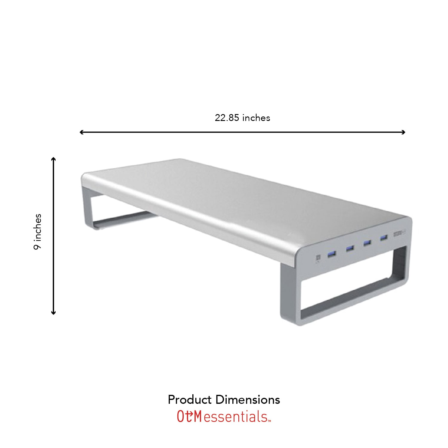OTM Essentials Desktop Riser, 3inH x 21-7/16inW x 7-7/8inD, Silver - Image 3