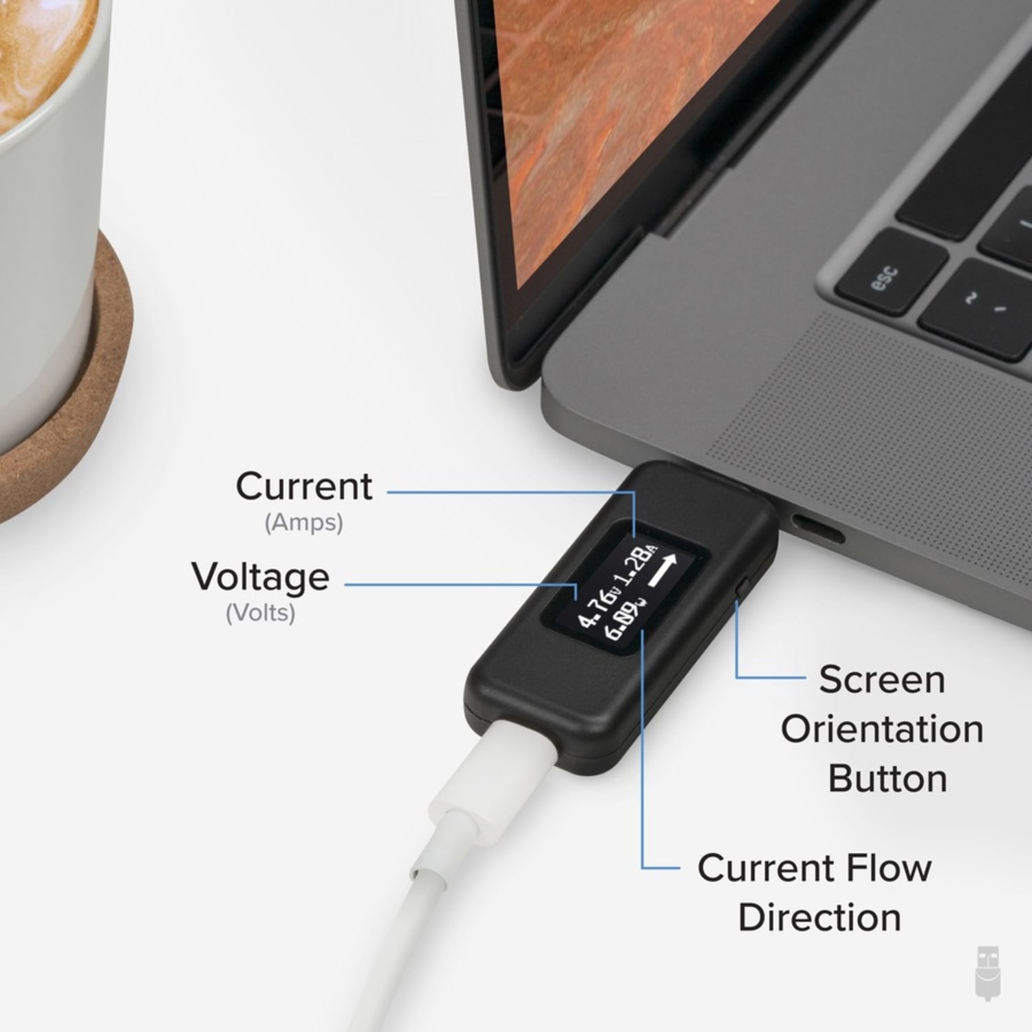 Plugable USB C Power Meter Tester for Monitoring USB-C Connections - Digital Multimeter for USB-C Cables, Laptops, Phones and Chargers, Driverless - Image 4