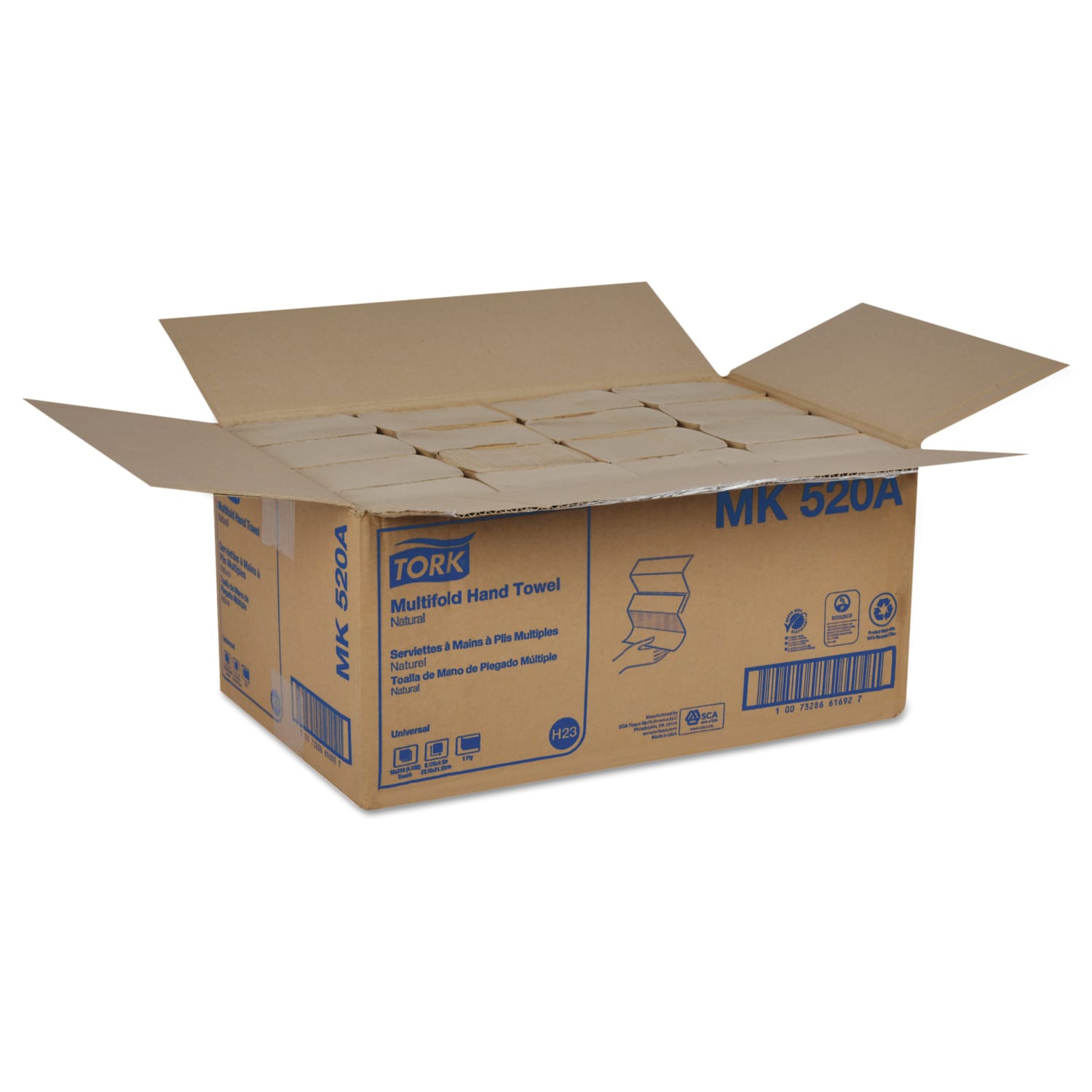 Tork 1-Ply Multi-Fold Paper Towels, Natural, 250 Sheets Per Pack, Case Of 16 Packs - Image 4