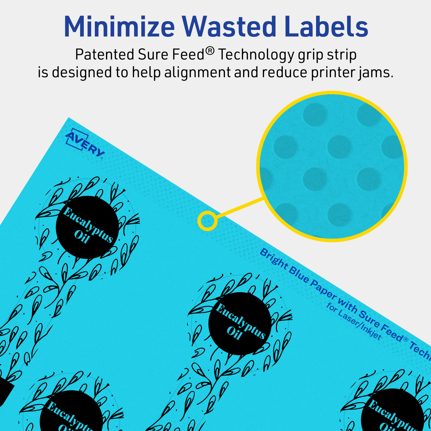 Avery Print-To-The-Edge Labels With Sure Feed Technology, 94116-BBP20, Lollipop, 1-1/2in x 4in, Matte Bright Blue, Pack of 160 - Image 5