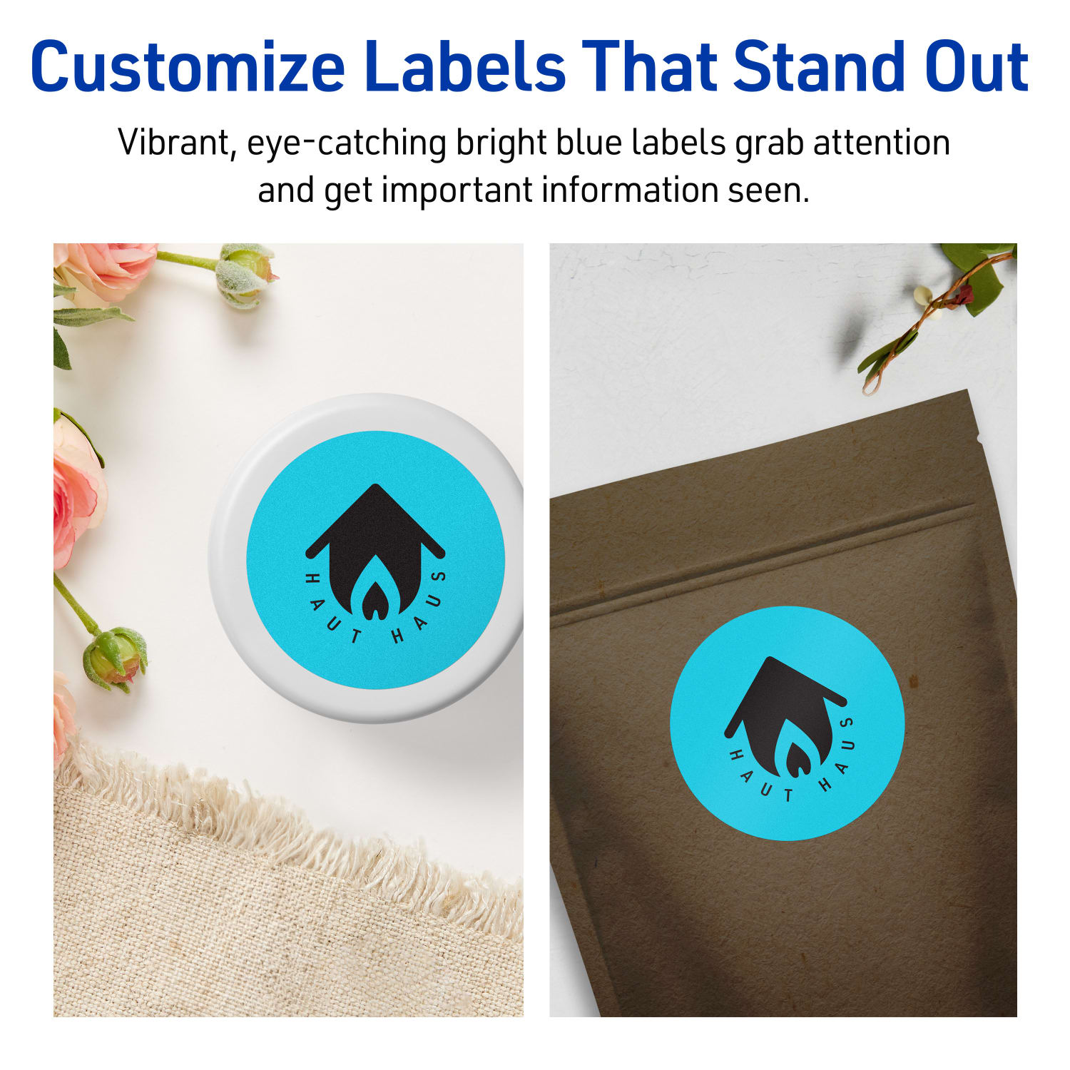 Avery Print-To-The-Edge Labels With Sure Feed Technology, 94502-BBP20, Round, 2-1/2in, Matte Bright Blue, Pack of 180 - Image 4