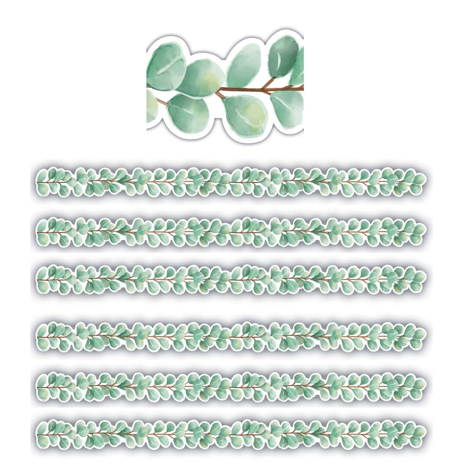 Teacher Created Resources Die-Cut Border Trim, Eucalyptus, 35' Per Pack, Set Of 6 Packs