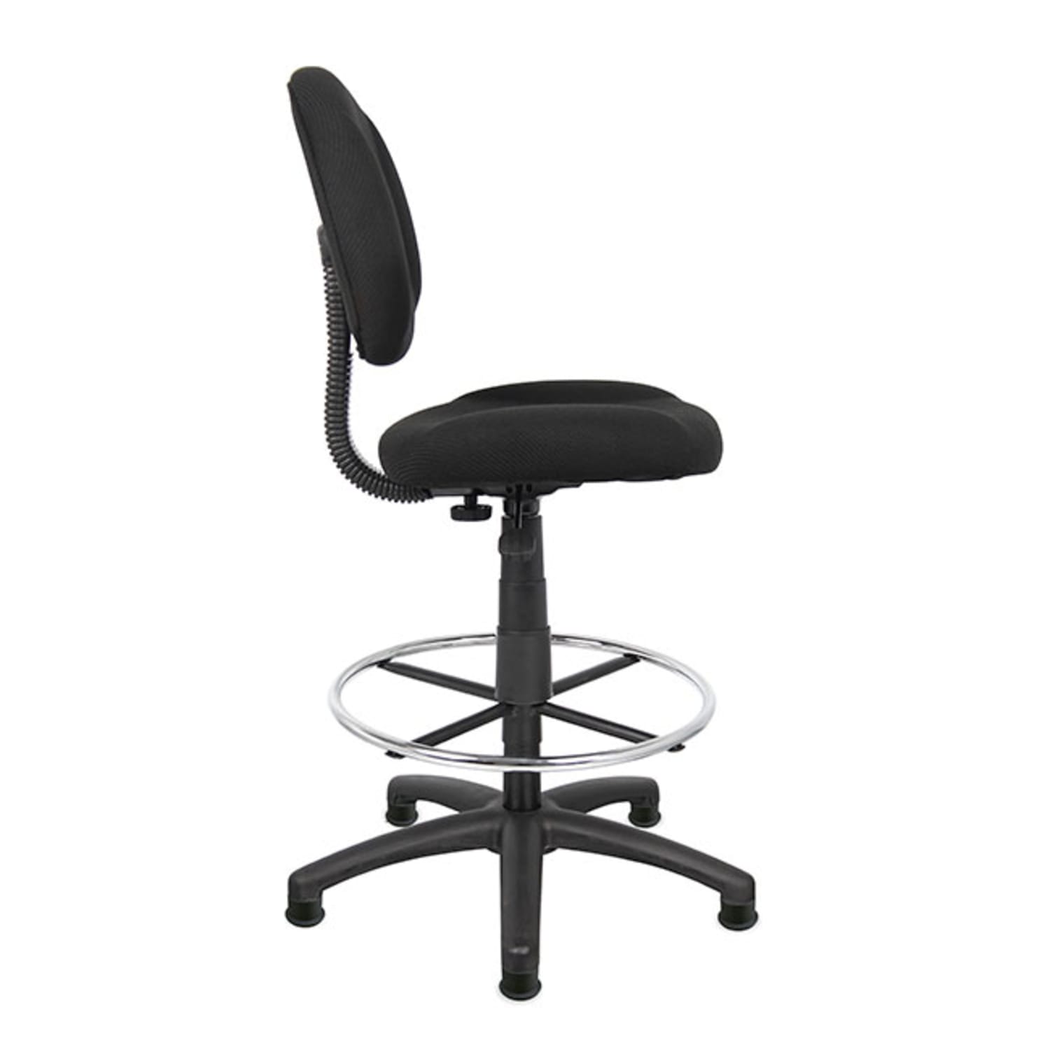 Boss Office Products Fabric Ergonomic Drafting Stool With Back, Black - Image 3