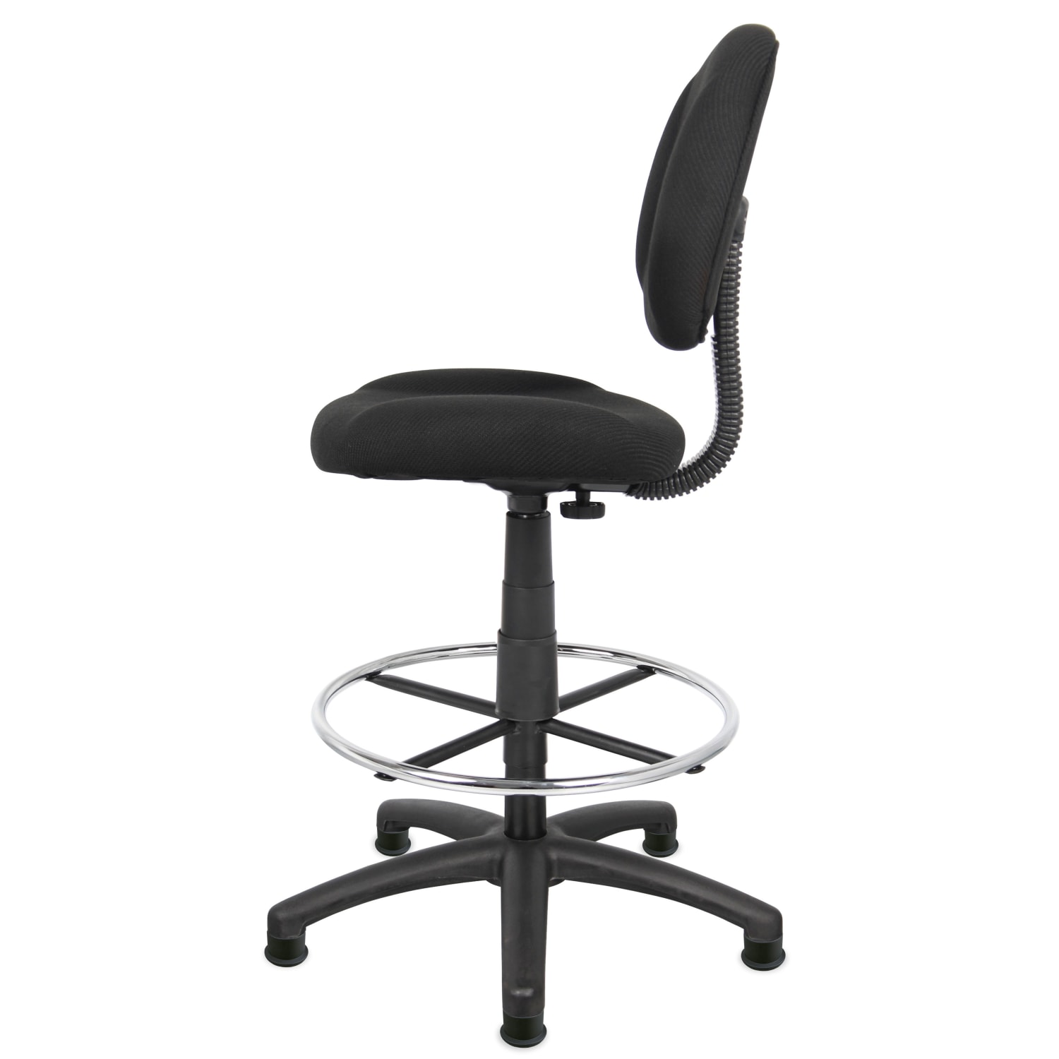 Boss Office Products Fabric Ergonomic Drafting Stool With Back Black PopularChairscom
