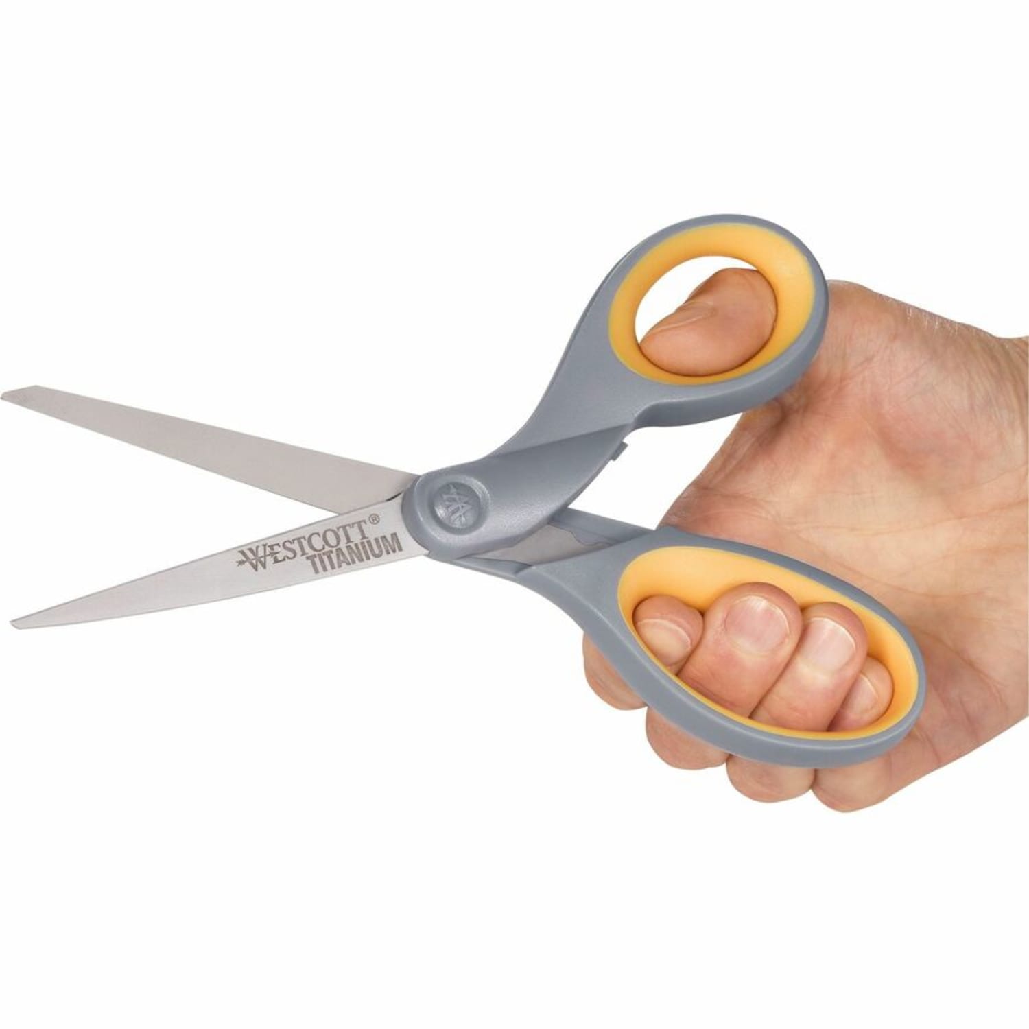 Westcott Titanium Bonded Scissors, 7in, Straight, Gray/Yellow - Image 6