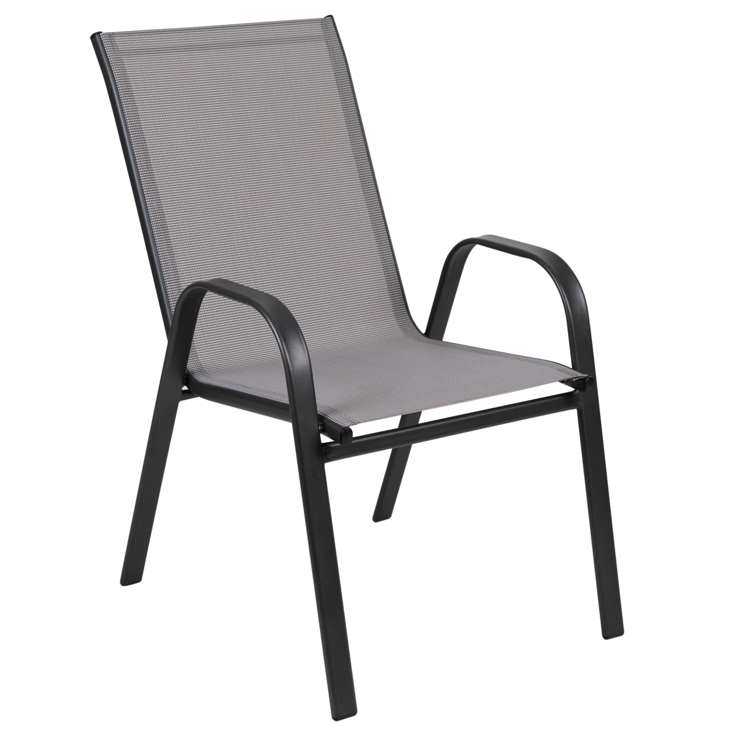 Flash Furniture Brazos Series Outdoor Stack Chairs GrayBlack Pack Of 4 Chairs PopularChairscom