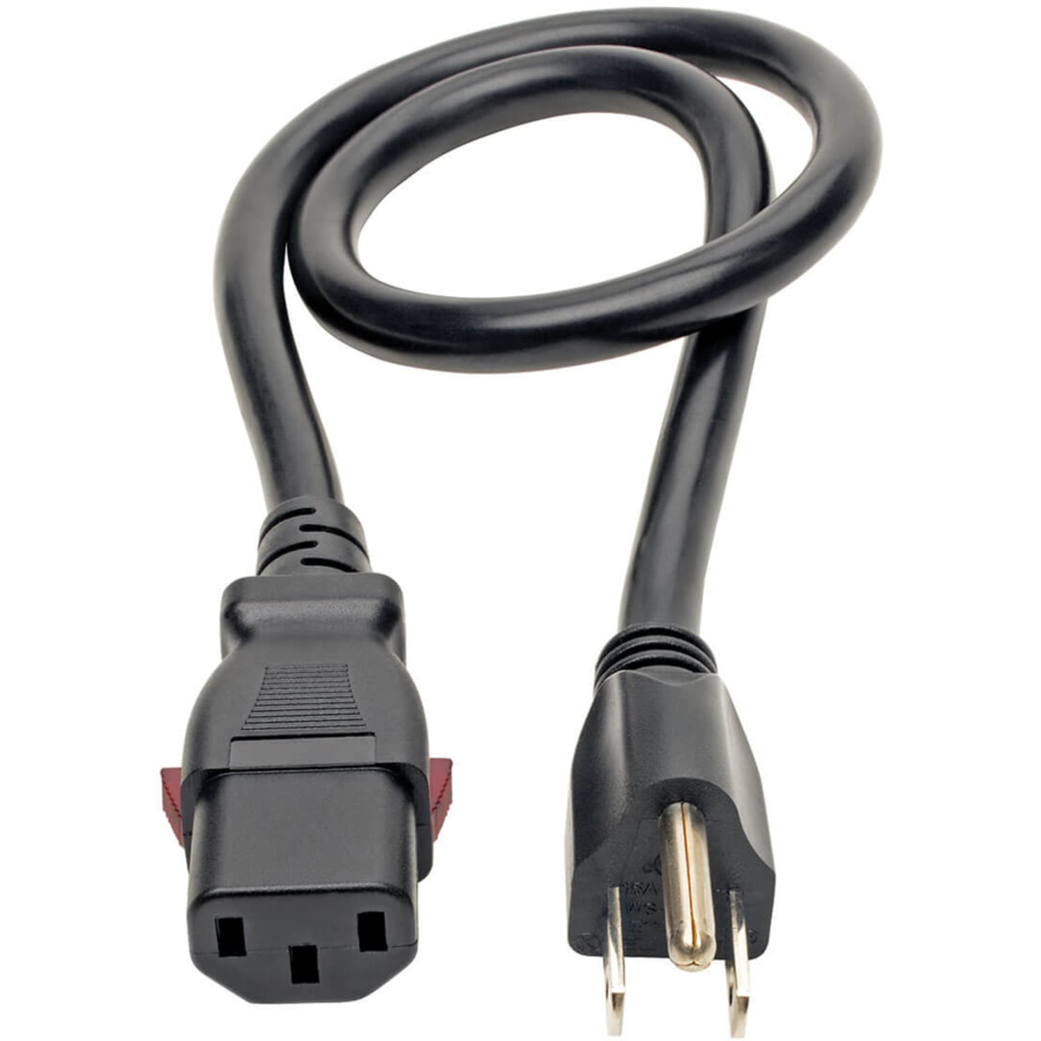Eaton Tripp Lite Series Computer Power Cord, NEMA 5-15P to Locking C13 - Heavy-Duty, 15A, 125V, 14 AWG, 2 ft. (0.61 m), Black - Power cable - power IEC 60320 C13 locking to NEMA 5-15P (M) - AC 125 V - 15 A - 2 ft - black - Image 3