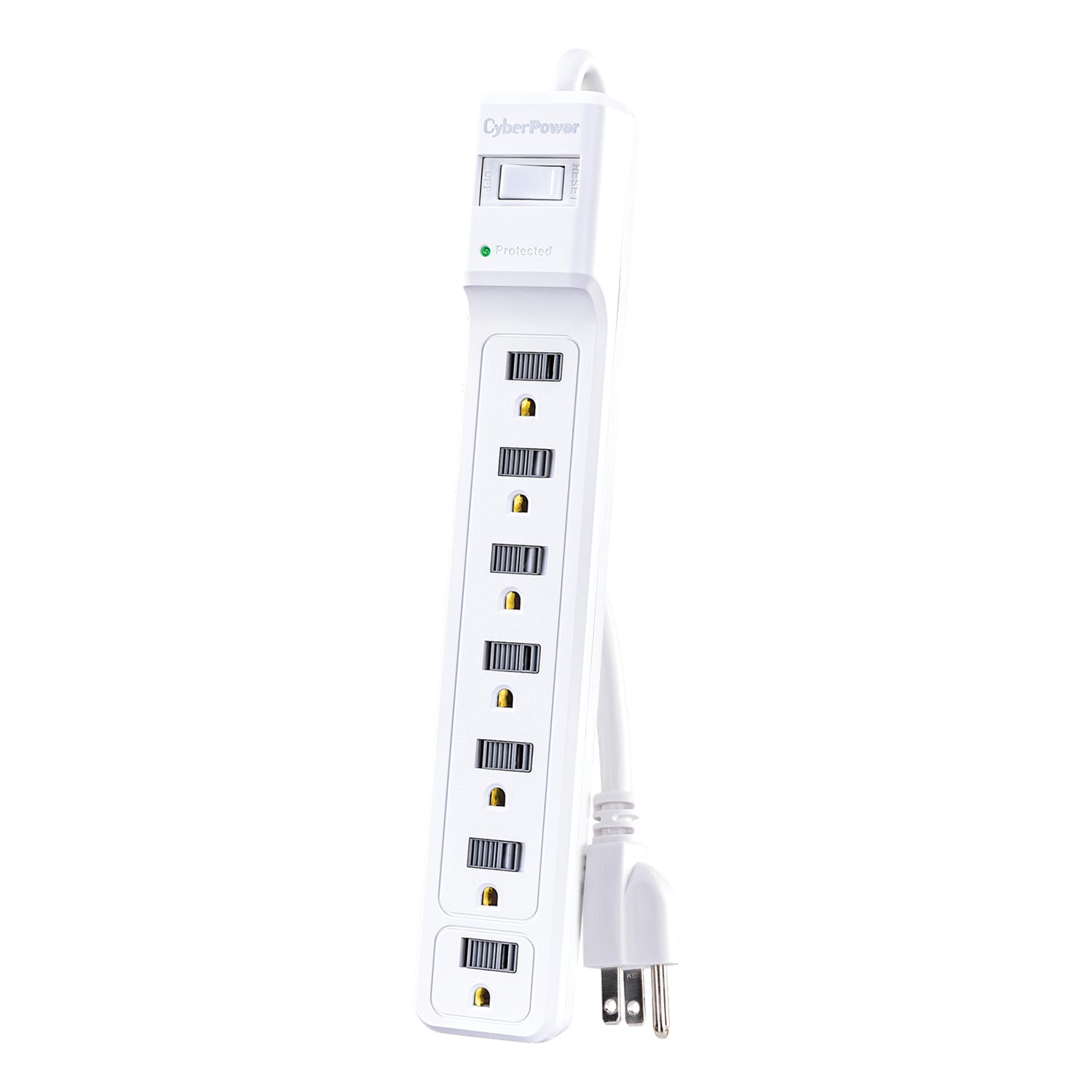 CyberPower Essential Series B704 7-Outlet Surge Protector Power Strip, 4', White