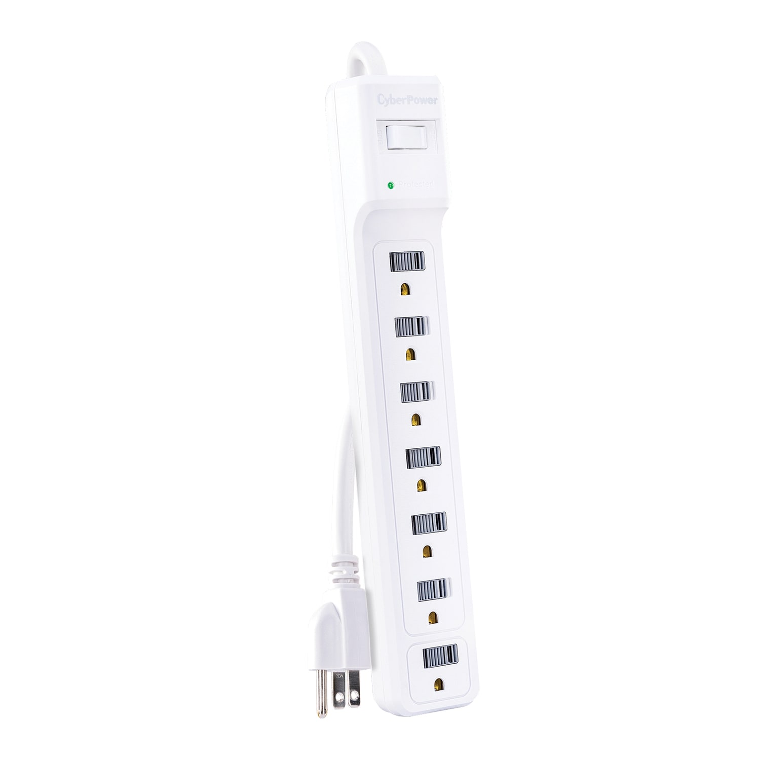 CyberPower Essential Series B704 7-Outlet Surge Protector Power Strip, 4', White - Image 3
