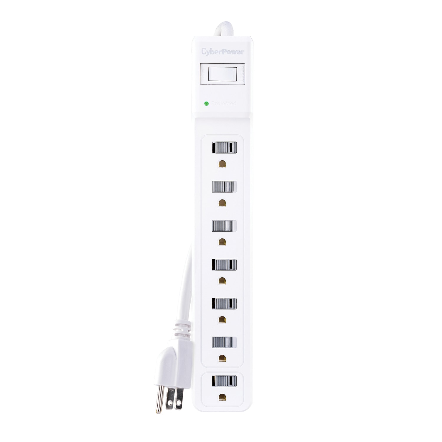 CyberPower Essential Series B704 7-Outlet Surge Protector Power Strip, 4', White - Image 4
