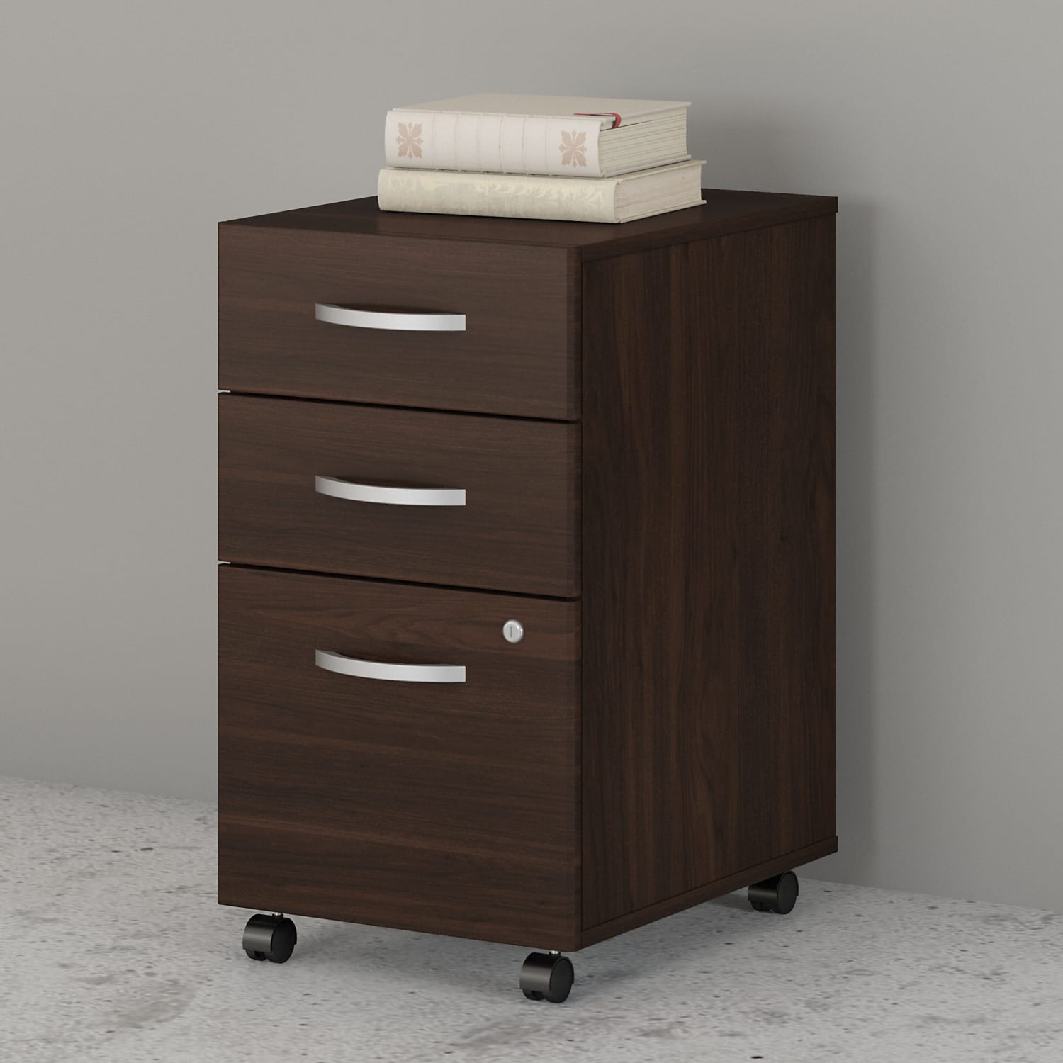 Bush Business Furniture Studio C 21inD Vertical 3-Drawer Mobile File Cabinet, Black Walnut, Delivery - Image 3