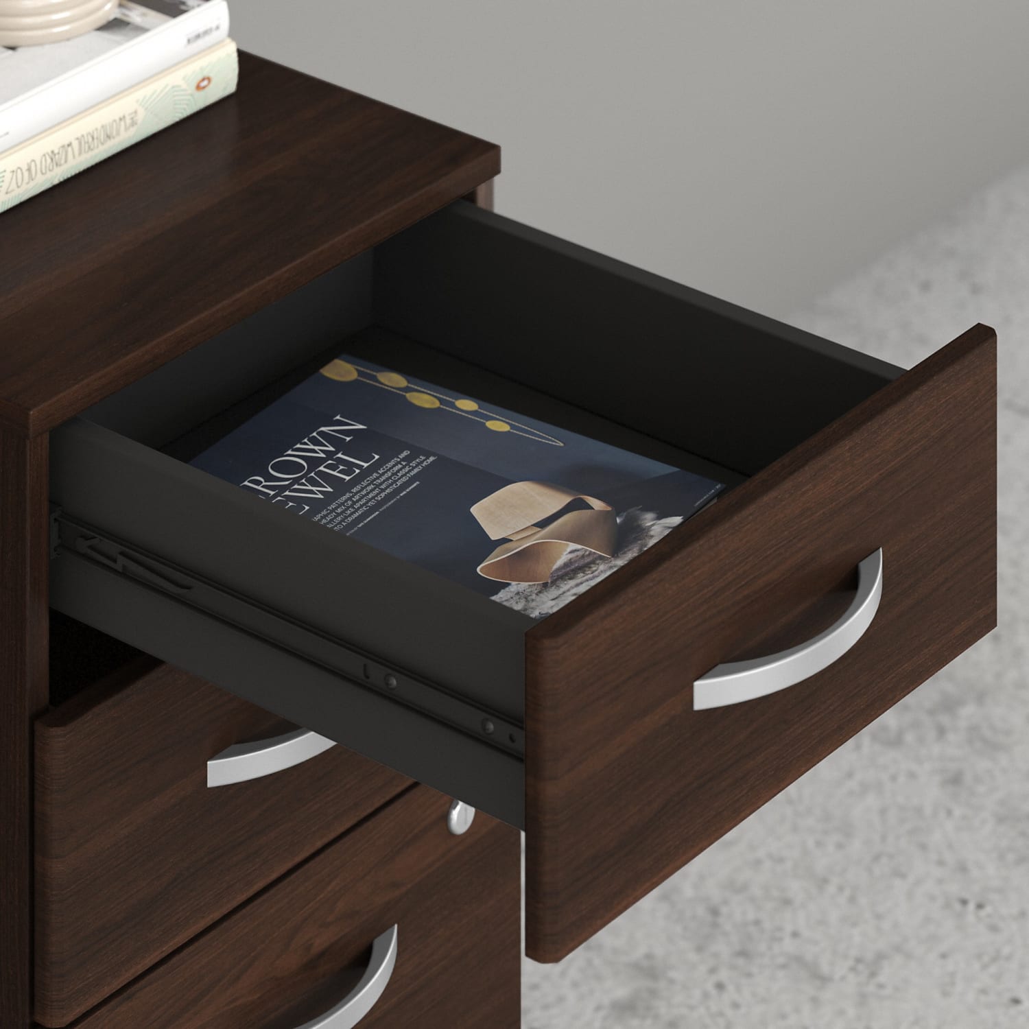 Bush Business Furniture Studio C 21inD Vertical 3-Drawer Mobile File Cabinet, Black Walnut, Delivery - Image 6