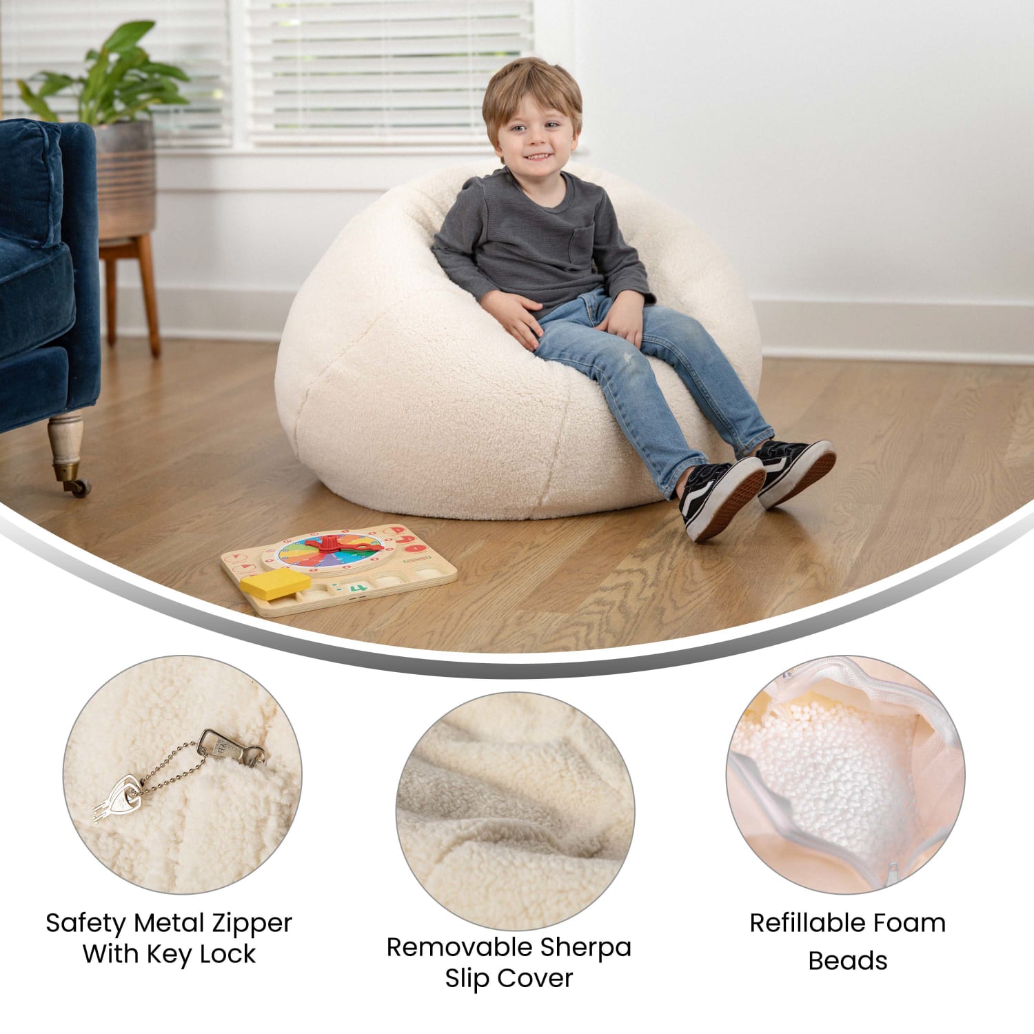 Flash Furniture Small Bean Bag Chair For Kids And Teens Natural Sherpa PopularChairscom Flash Furniture Small Bean Bag Chair For Kids And Teens Natural Sherpa PopularChairscom