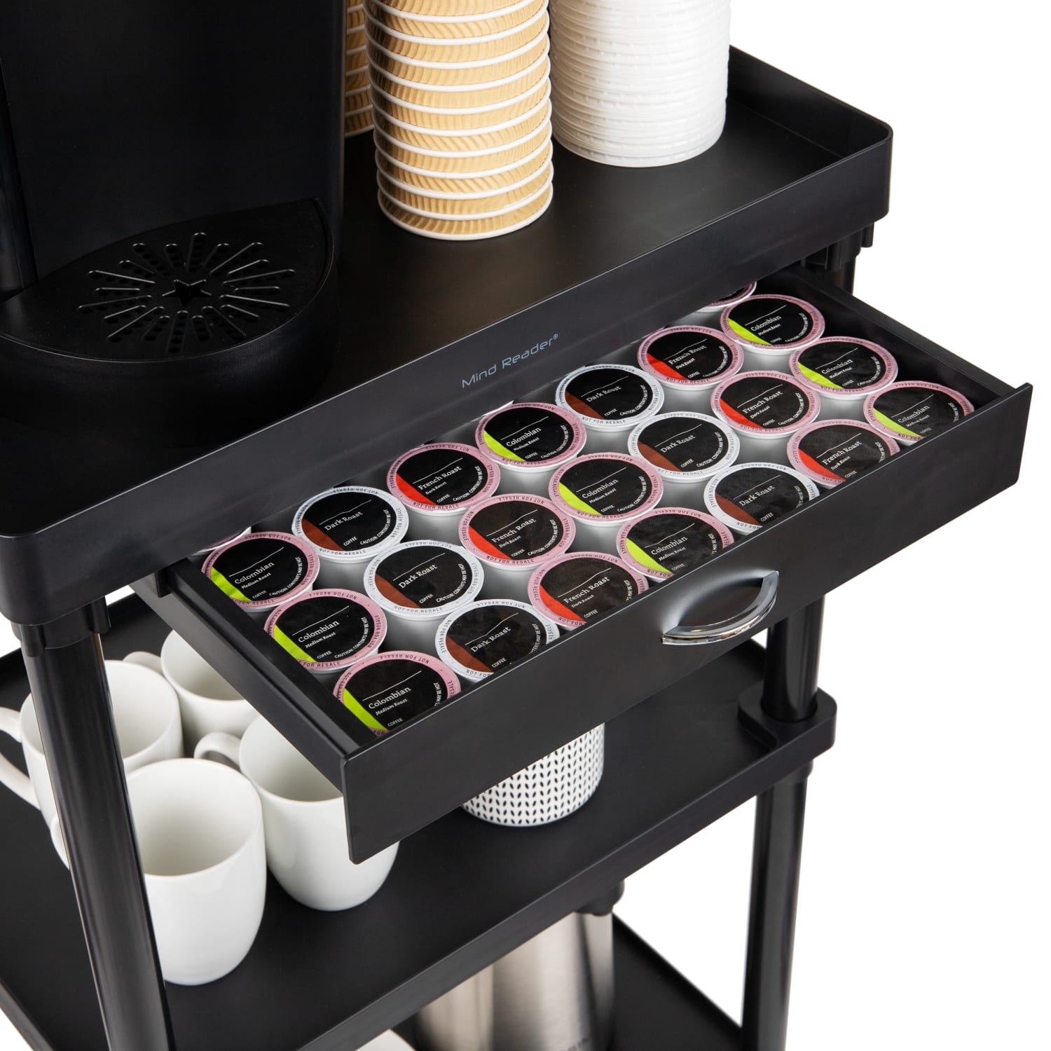 Mind Reader 3-Shelf Printer Cart, 34-1/2inH x 15inW X 20inD, Black - Image 5