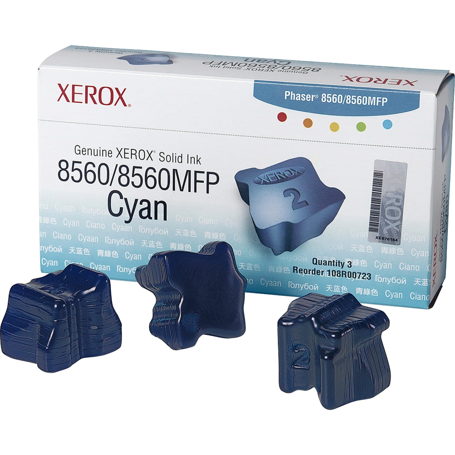 Xerox 8560 Phaser High-Yield Cyan Solid Ink, Pack Of 3, 108R00723 - Image 5