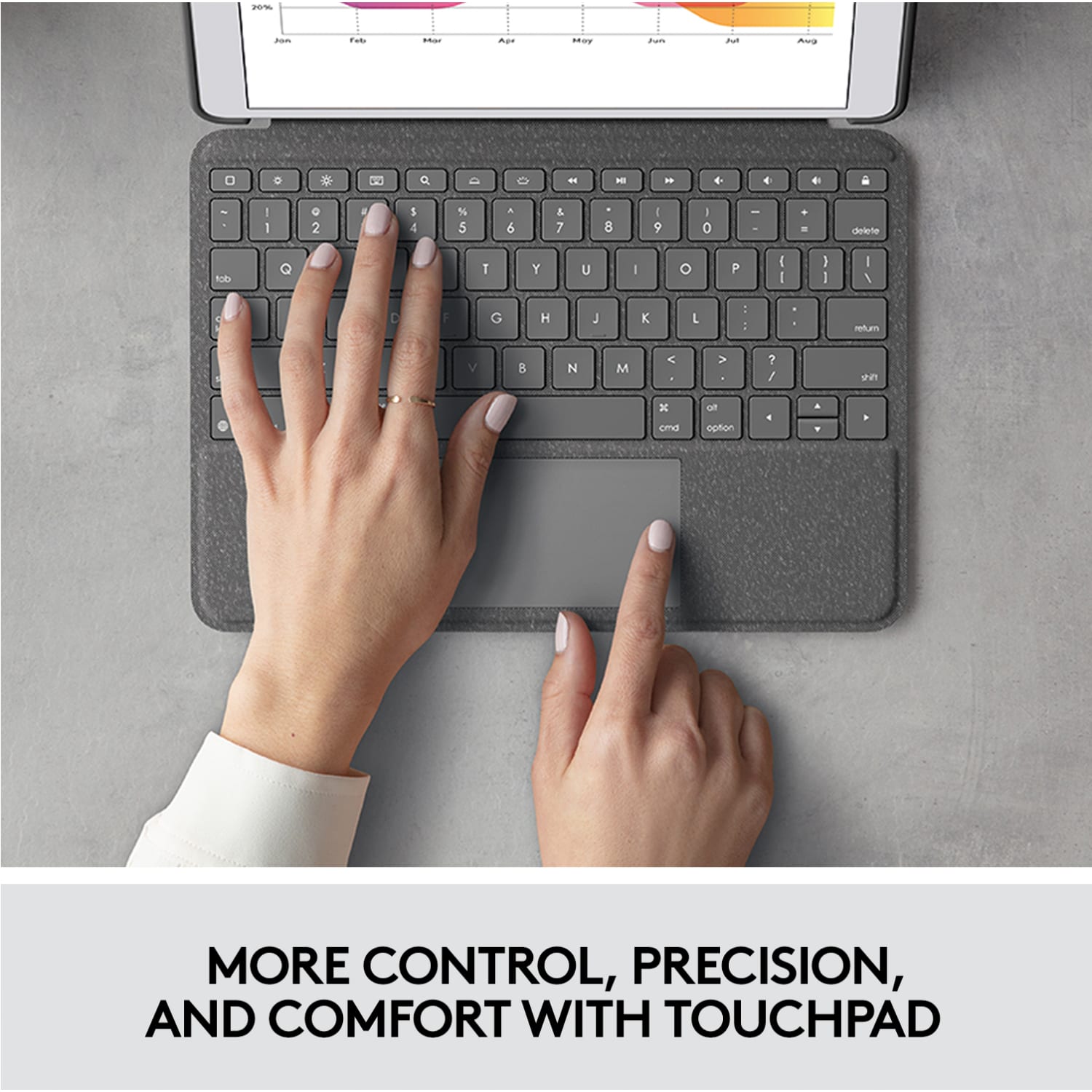 Logitech Combo Touch Keyboard/Cover Case iPad (7th Generation), iPad (9th Generation), iPad (8th Generation) Tablet - 920009608 - Image 3