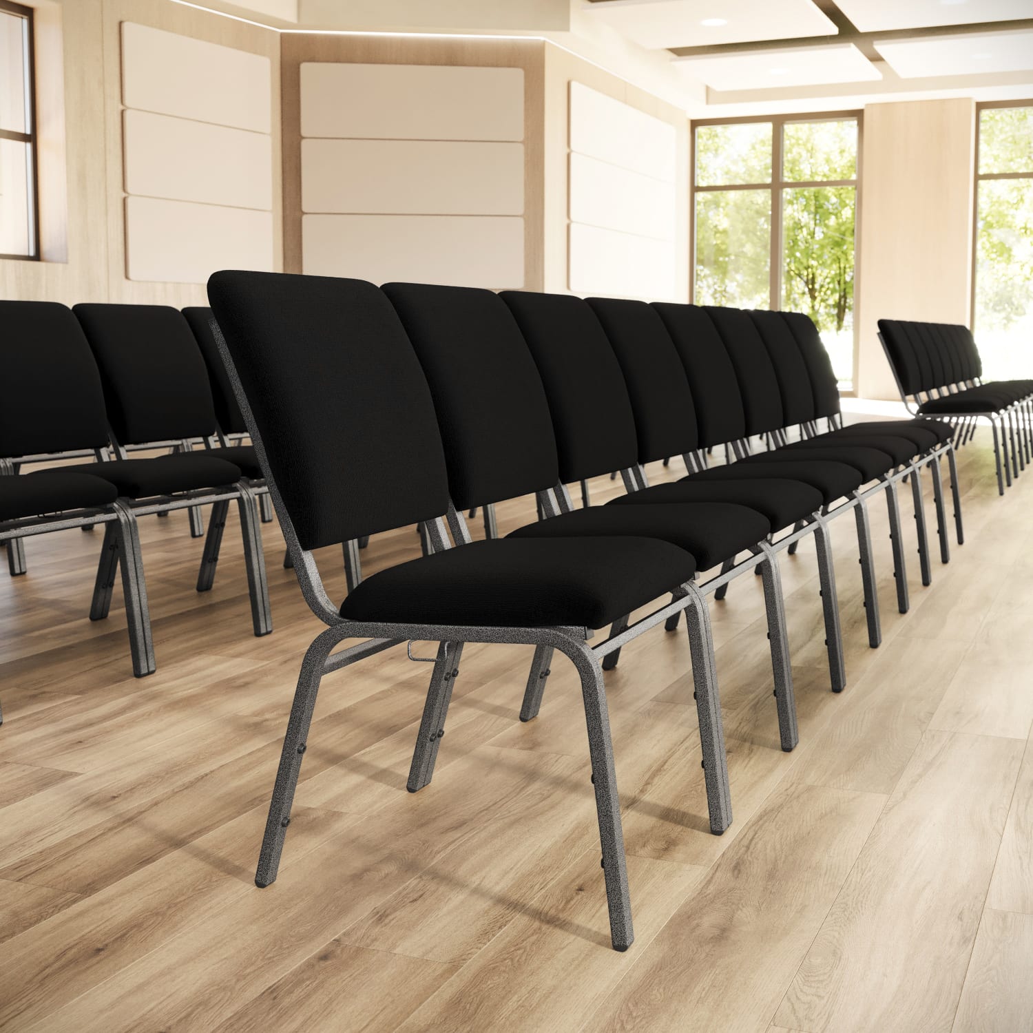 Flash Furniture Advantage Multipurpose Church Chair BlackSilver Vein PopularChairscom