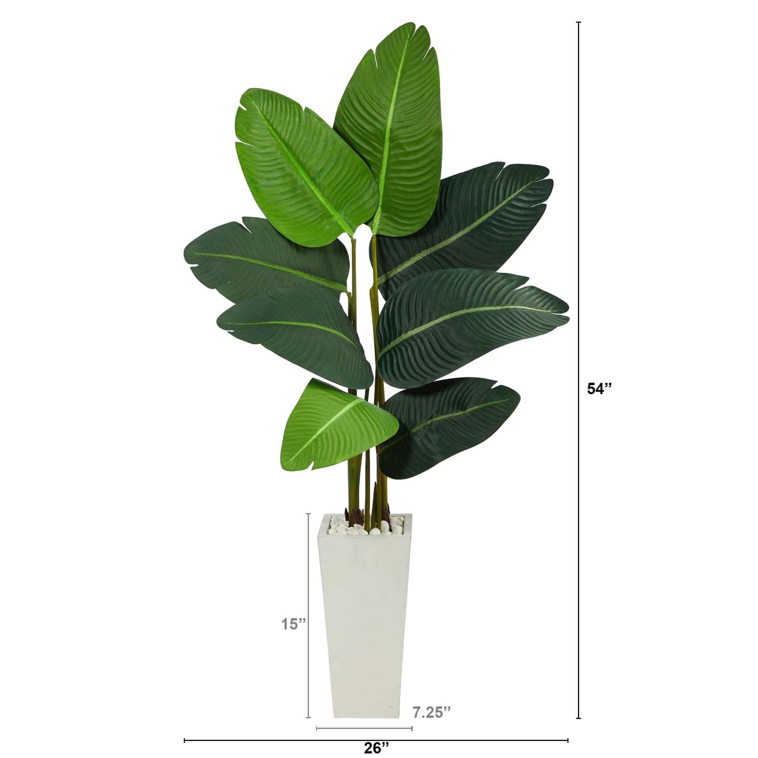 Nearly Natural Travelers Palm 54inH Artificial Plant With Planter, 54inH x 26inW x 21inD, Green/White - Image 3