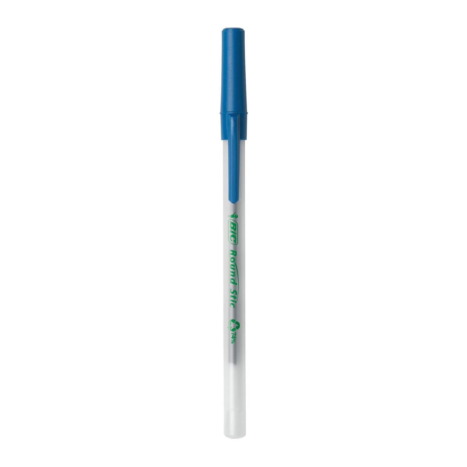 BIC ReVolution Round Stic Pens, Medium Point, 1.0 mm, 74% Recycled, Semi-Clear Barrel, Blue Ink, Pack Of 10 Pens - Image 5