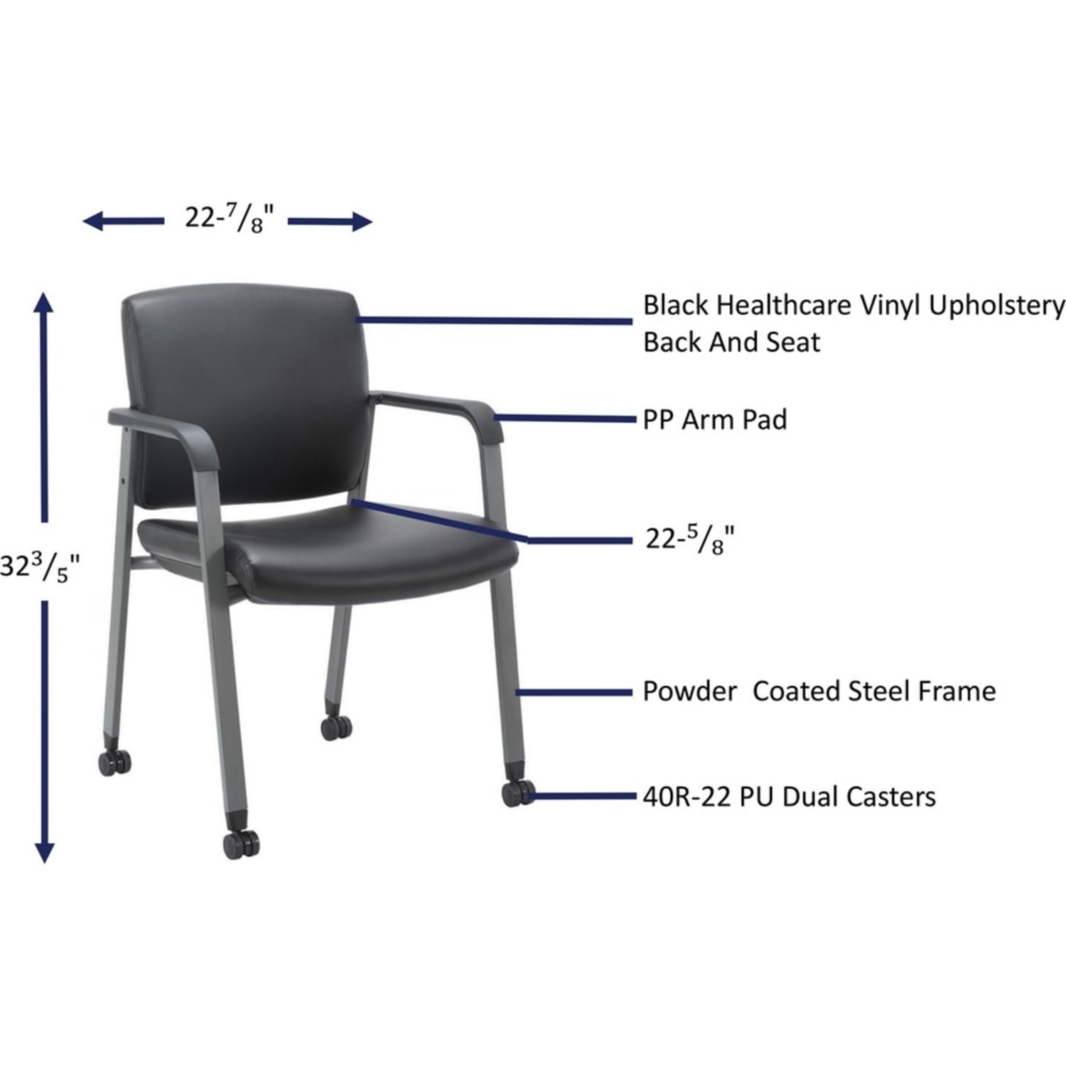 Lorell Healthcare Upholstery Guest Chair with Casters Vinyl Seat Material Vinyl Back Material Steel Frame Material 30951 PopularChairscom Lorell Healthcare Upholstery Guest Chair with Casters Vinyl Seat Material Vinyl Back Material Steel Frame Material 30951 PopularChairscom
