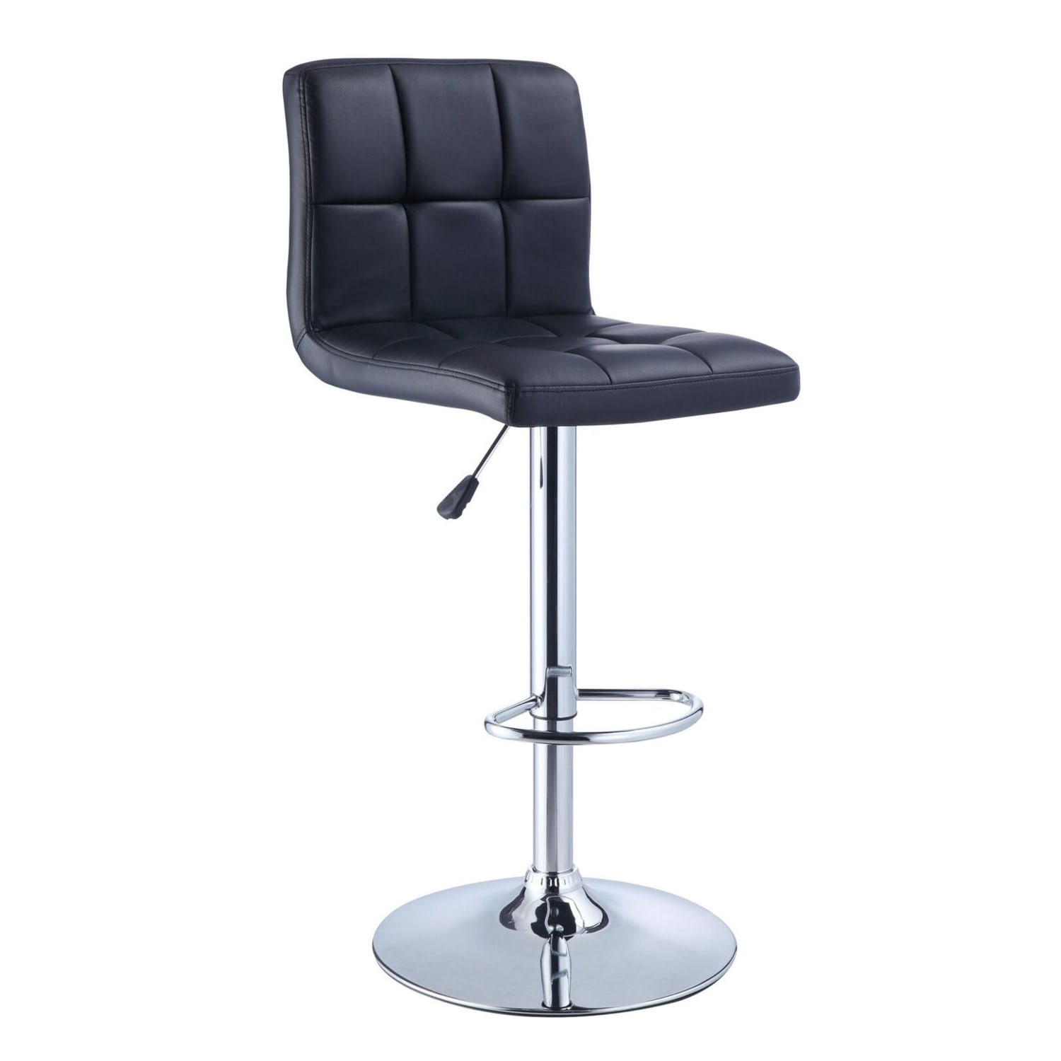 Powell Quilted Faux Leather Bar Stool, Black/Chrome - Image 3